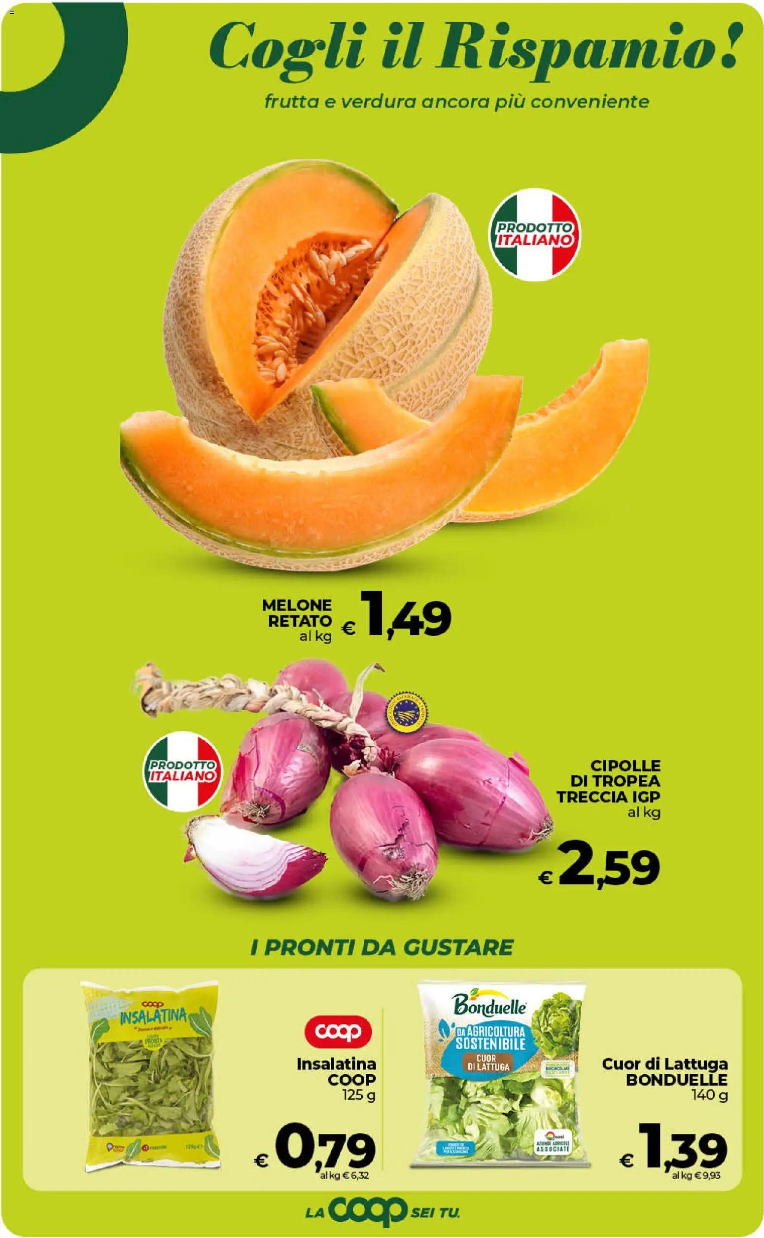 Volantino COOP del 31/07/2026 | Pagina: 11 | Prodotti: Cipolle, Frutta, Melone, Lattuga