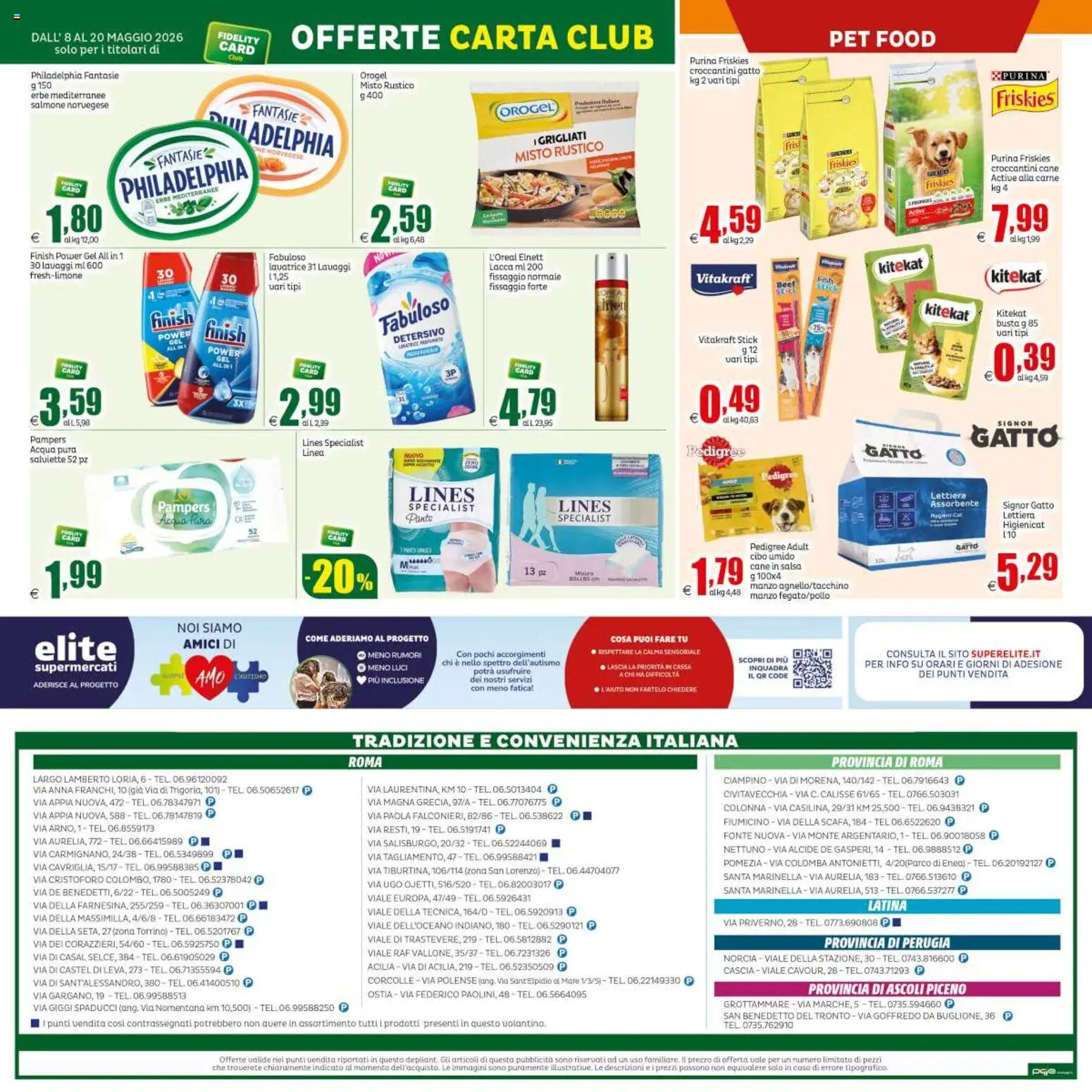 Volantino Elite Supermercati del 08.05.2026 | Pagina: 20 | Prodotti: Lacca, Manzo, Acqua, Pampers