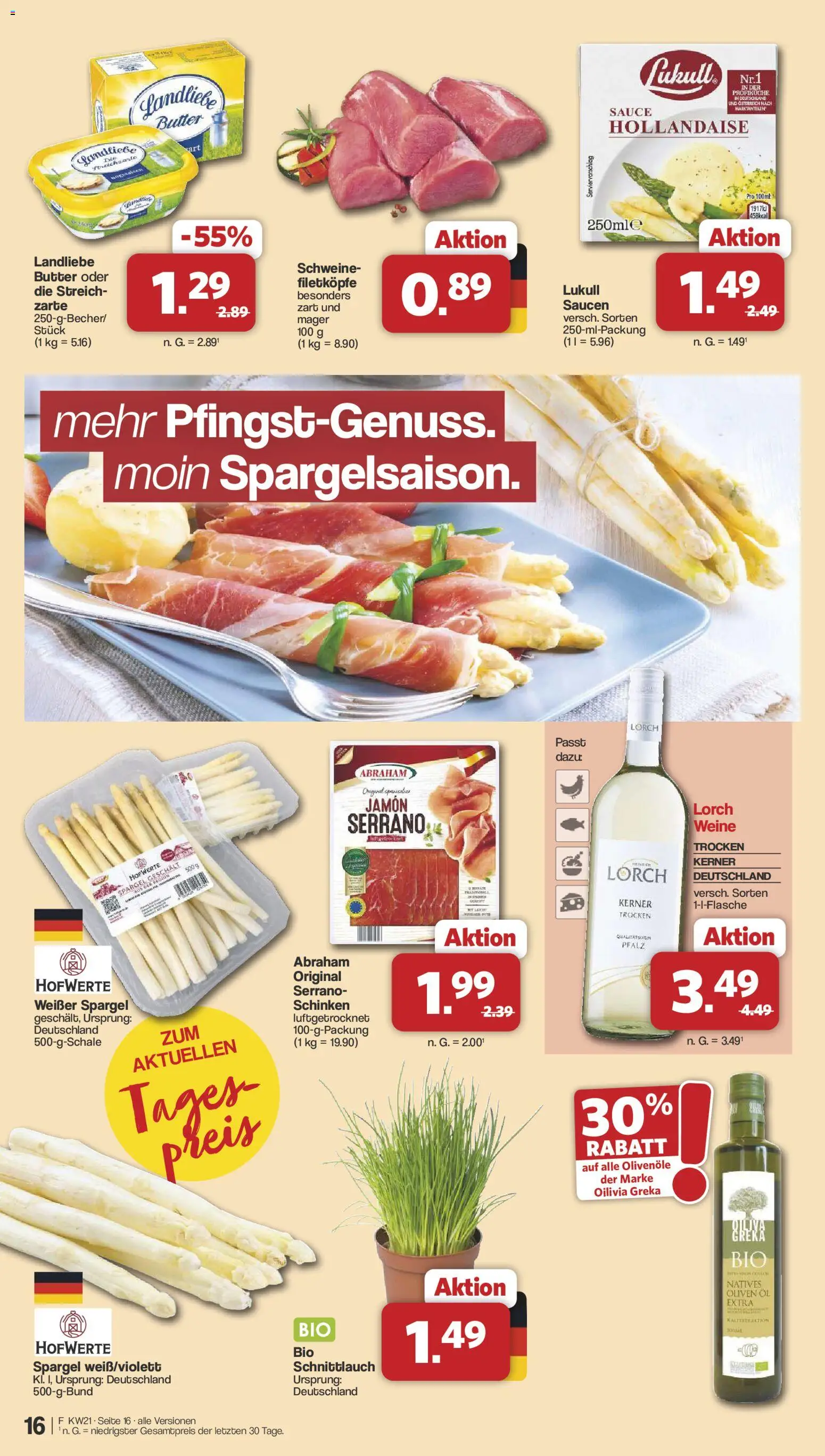 Famila Nordwest Prospekt 	 – gültig ab 18.05.2026 | Seite: 16 | Produkte: Butter, Landliebe butter, Spargel, Serrano schinken
