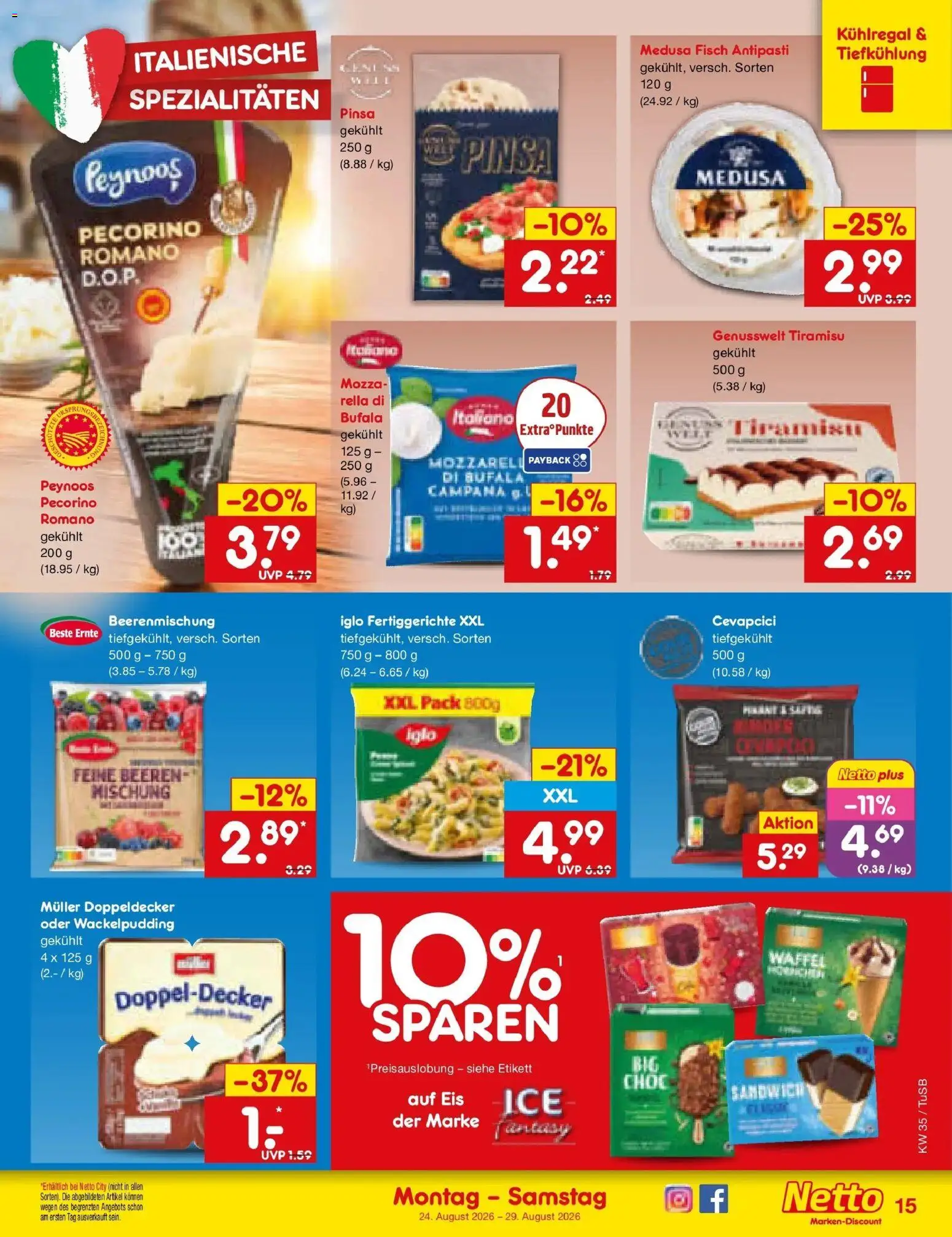 Netto Marken-Discount Prospekt Sindelfingen (ab 24.08.2026) » Angebote | Seite: 23 | Produkte: Spezialitäten, Fisch, Fertiggerichte, Eis