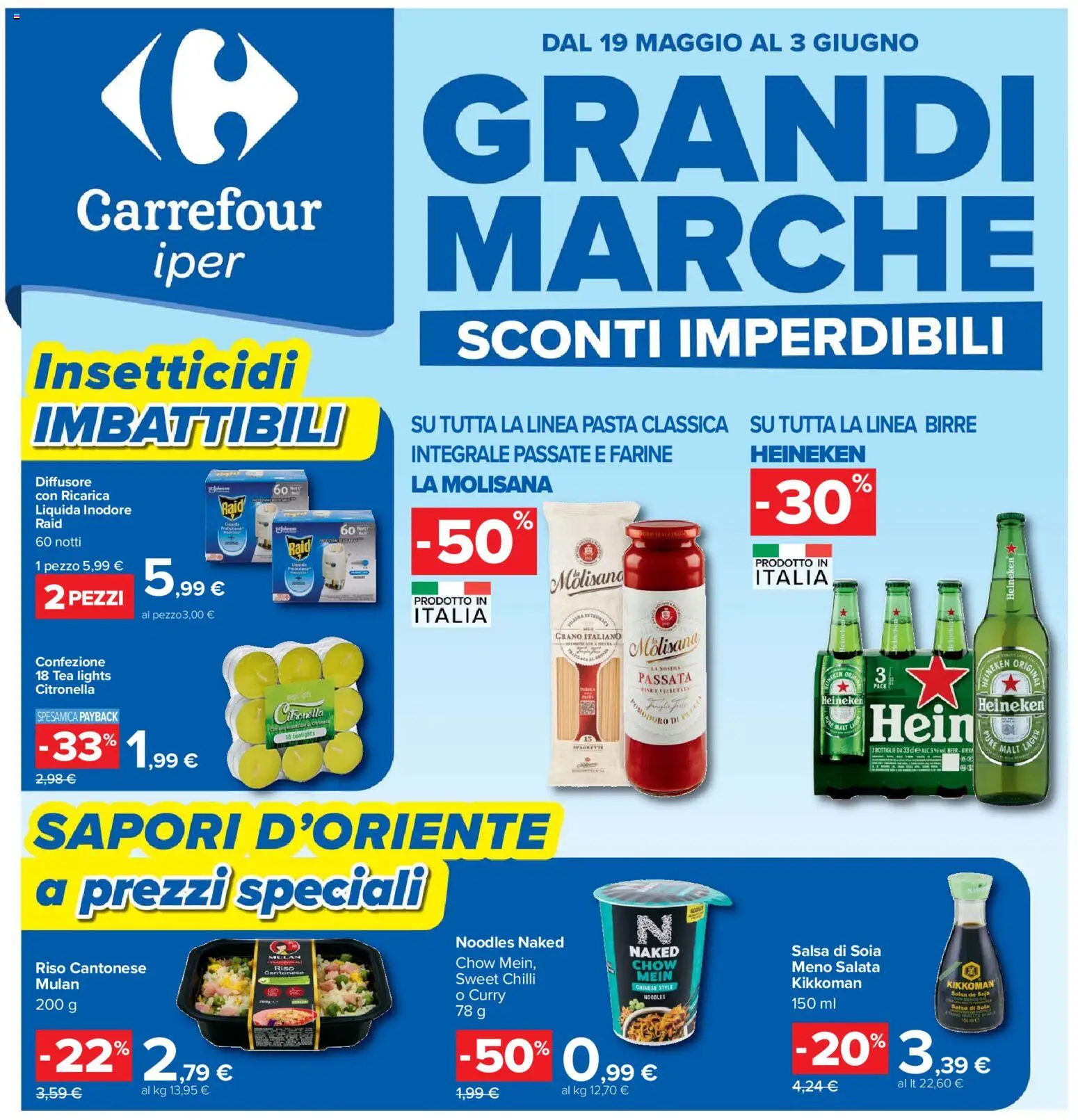 Volantino Carrefour del 19.05.2026 | Pagina: 1 | Prodotti: Birra, Riso, Citronella, Pasta