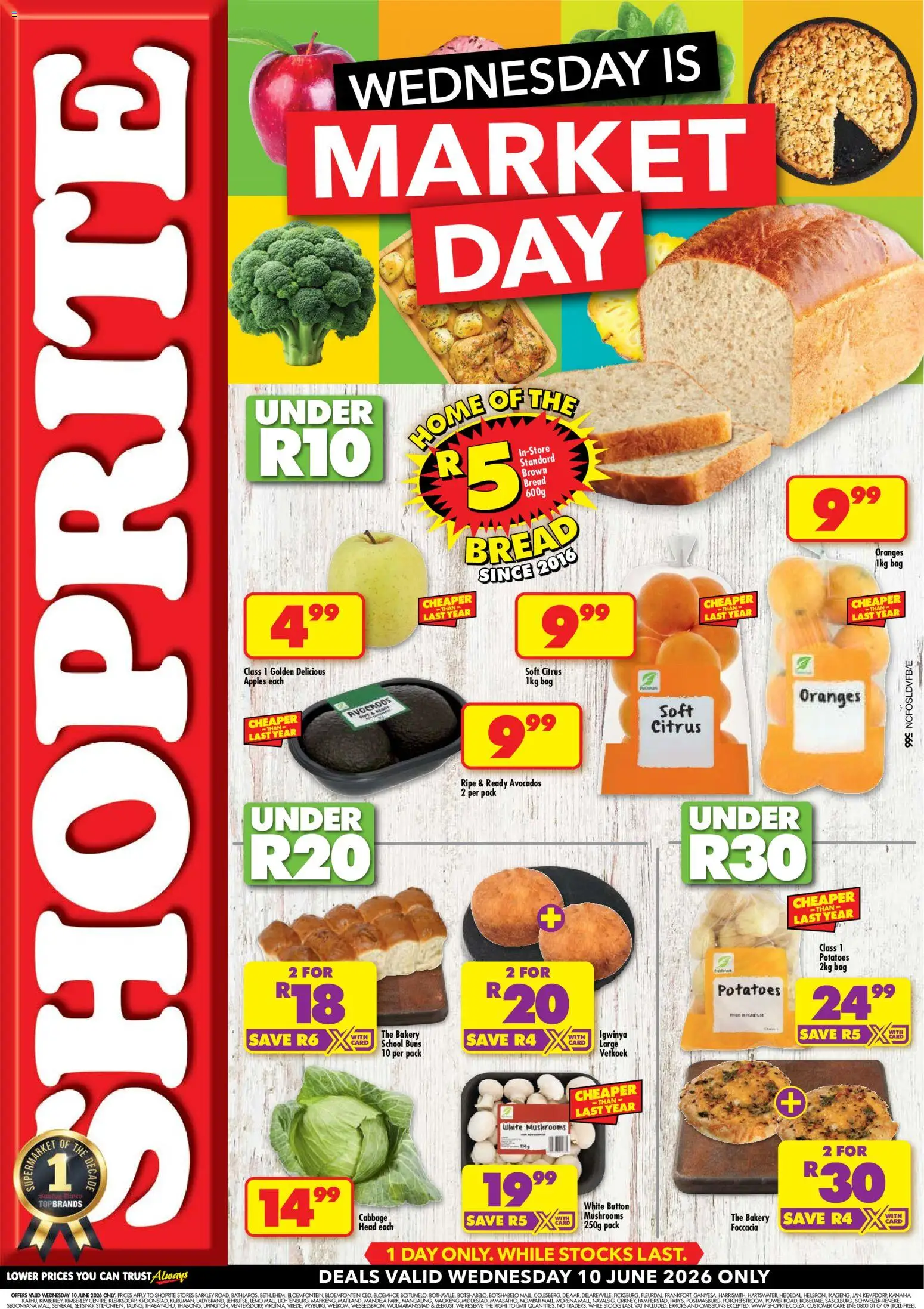 New Shoprite catalogue – valid from 10/06/2026 | Page: 1 | Products: Mushrooms, Bakery, Oranges, Potatoes