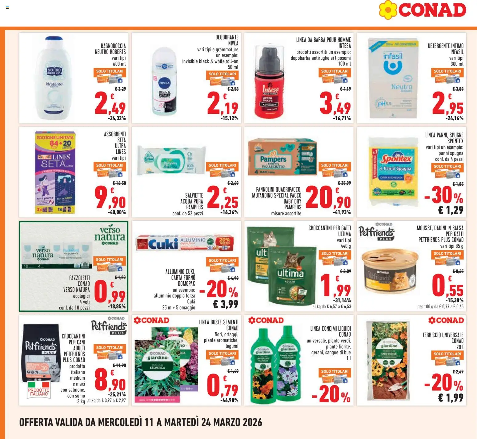 Volantino Conad del 11.03.2026 | Pagina: 24 | Prodotti: Spugna, Dopobarba, Detergente intimo, Detergente