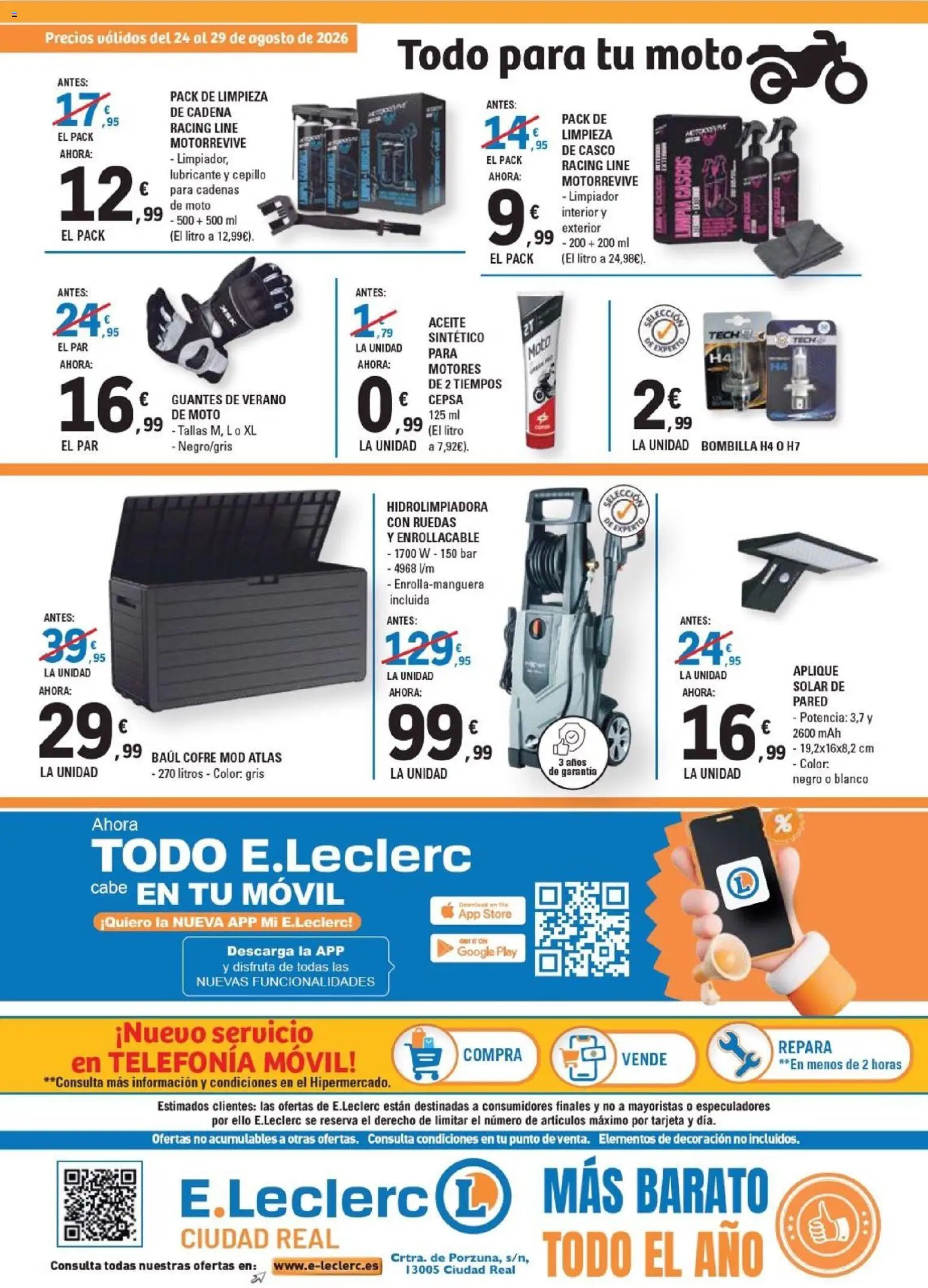 E.Leclerc Ciudad Real │ válido desde el 24/08/2026 | Página: 4 | Productos: Guantes, Móvil, Bombilla, Decoración