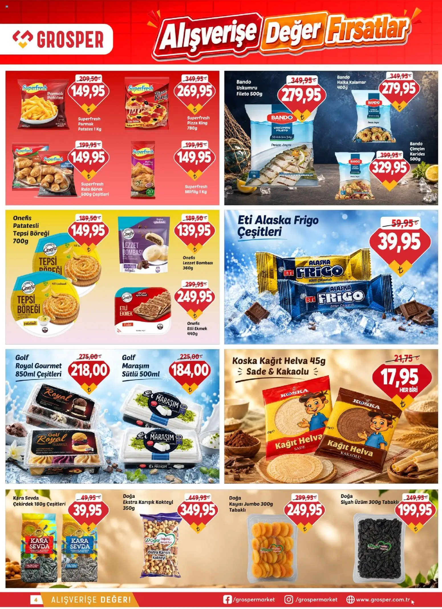 Grosper Katalog - 12 Ağustos 2026 tarihinden itibaren geçerlidir | Sayfa: 4 | Ürünler: Ekmek, Patates, Tepsi, Üzüm