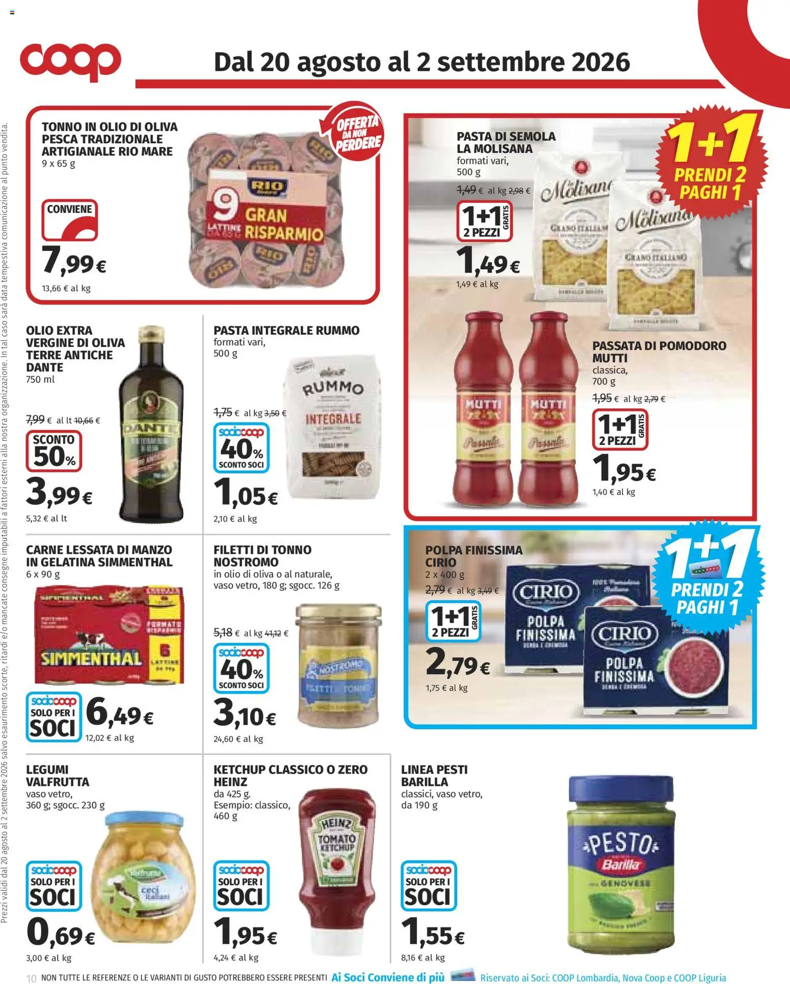 Volantino COOP del 20/08/2026 | Pagina: 10 | Prodotti: Legumi, Olio, Barilla, Mutti