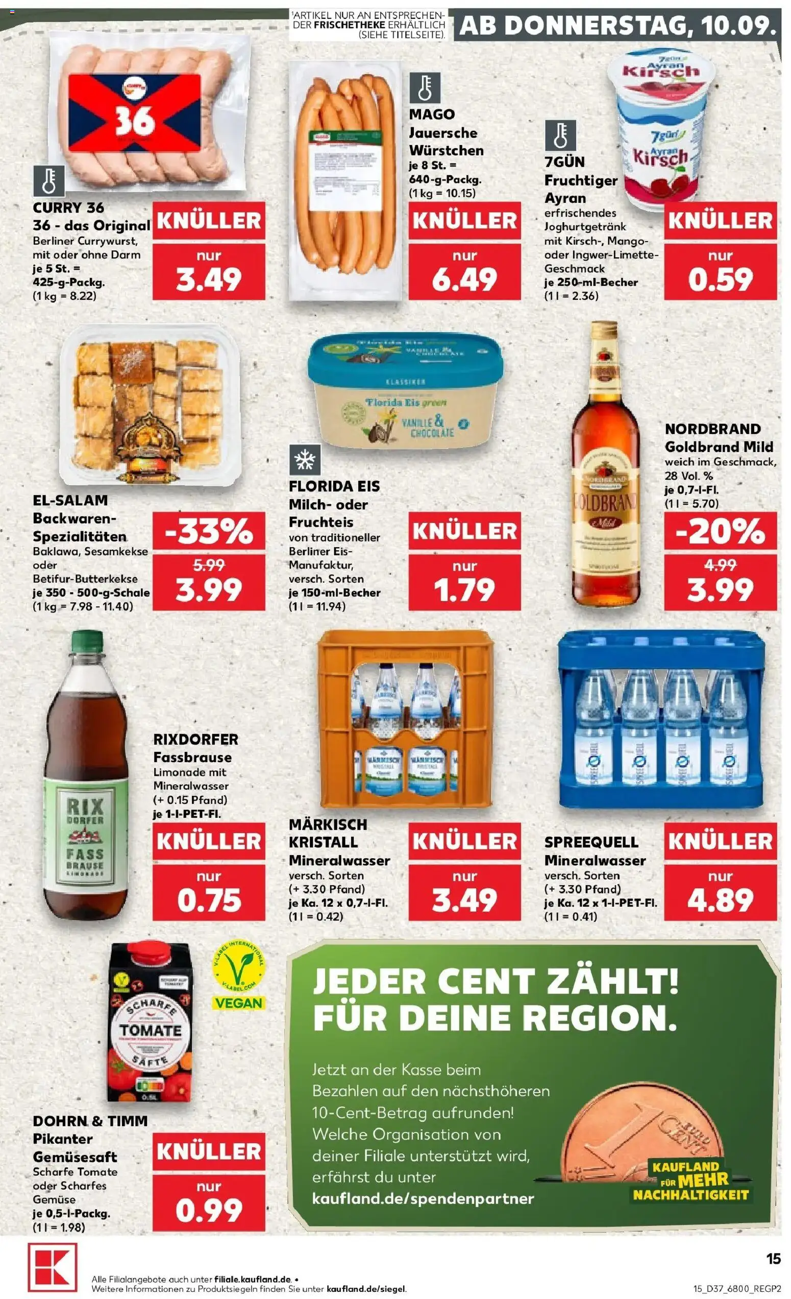 Prospekt Kaufland ab 10.09.2026 » Angebote Online zum Blättern | Seite: 15 | Produkte: Berliner, Mineralwasser, Gemüse, Fassbrause