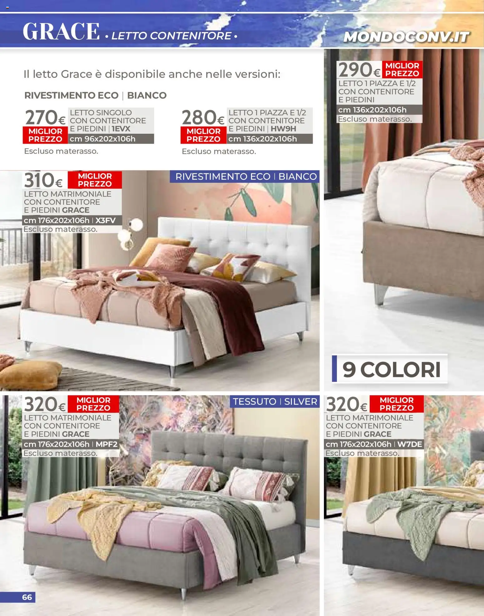 Volantino Mondo Convenienza del 01/07/2026 | Pagina: 66 | Prodotti: Letto matrimoniale, Contenitore, Letto