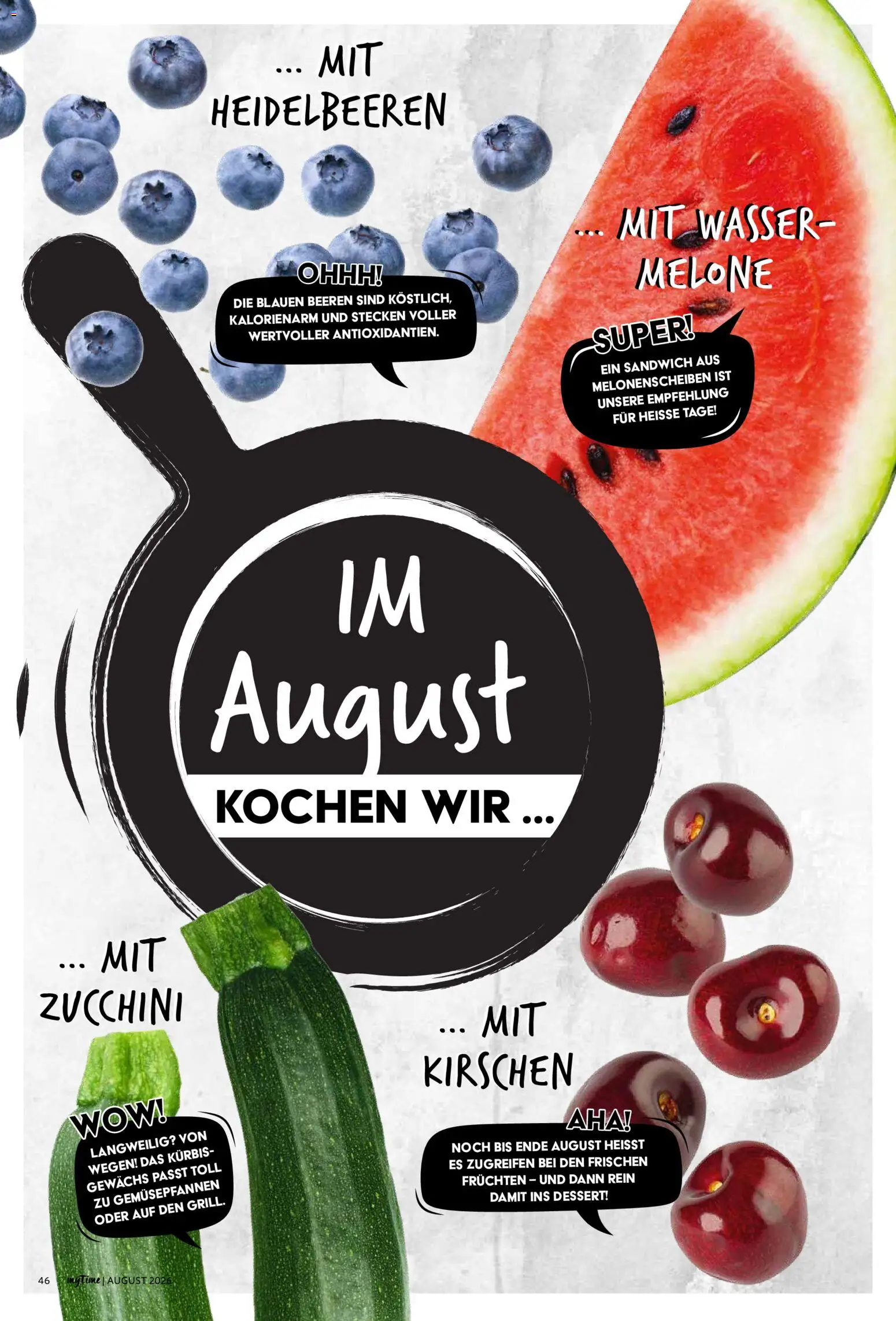 Combi myTime August 2026 – gültig ab 01.08.2026 | Seite: 46 | Produkte: Kirschen, Heidelbeeren, Wasser, Zucchini