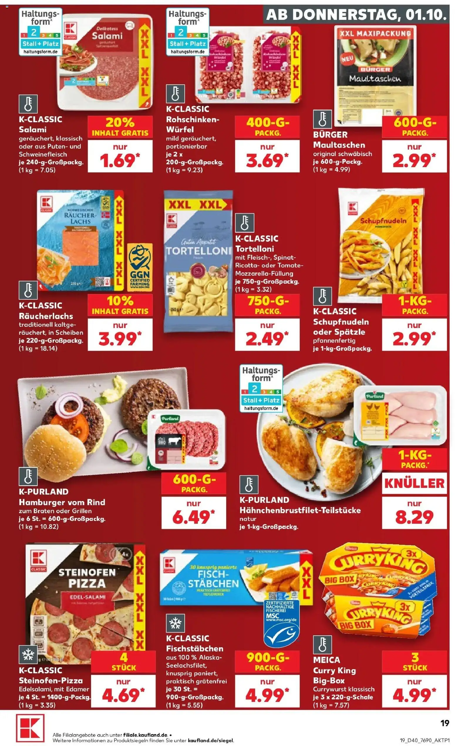 Prospekt Kaufland ab 28.09.2026 » Angebote Online zum Blättern | Seite: 29 | Produkte: Burger, Lachs, Fischstabchen, Schweinefleisch