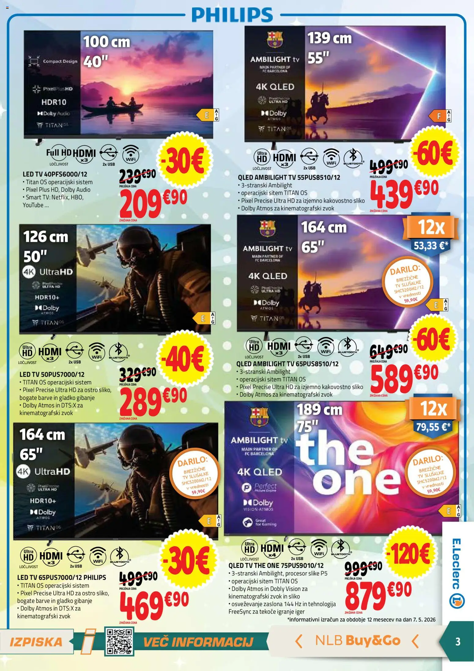 Novi E.leclerc katalog ponudbe – veljaven od 20.05.2026 | Stran: 3 | Izdelki: Audio, Slusalke, Usb, Led tv