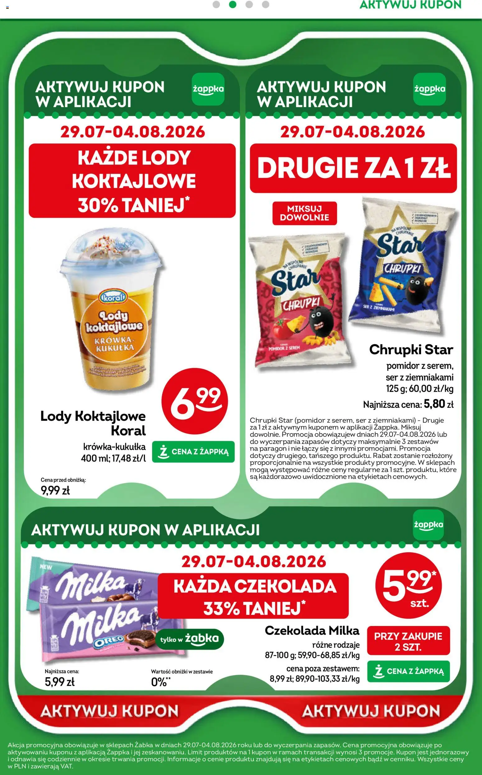 Żabka gazetka od 29.07.2026 | Strona: 37 | Produkty: Chrupki, Krowka, Lody Koktajlowe, Pomidor