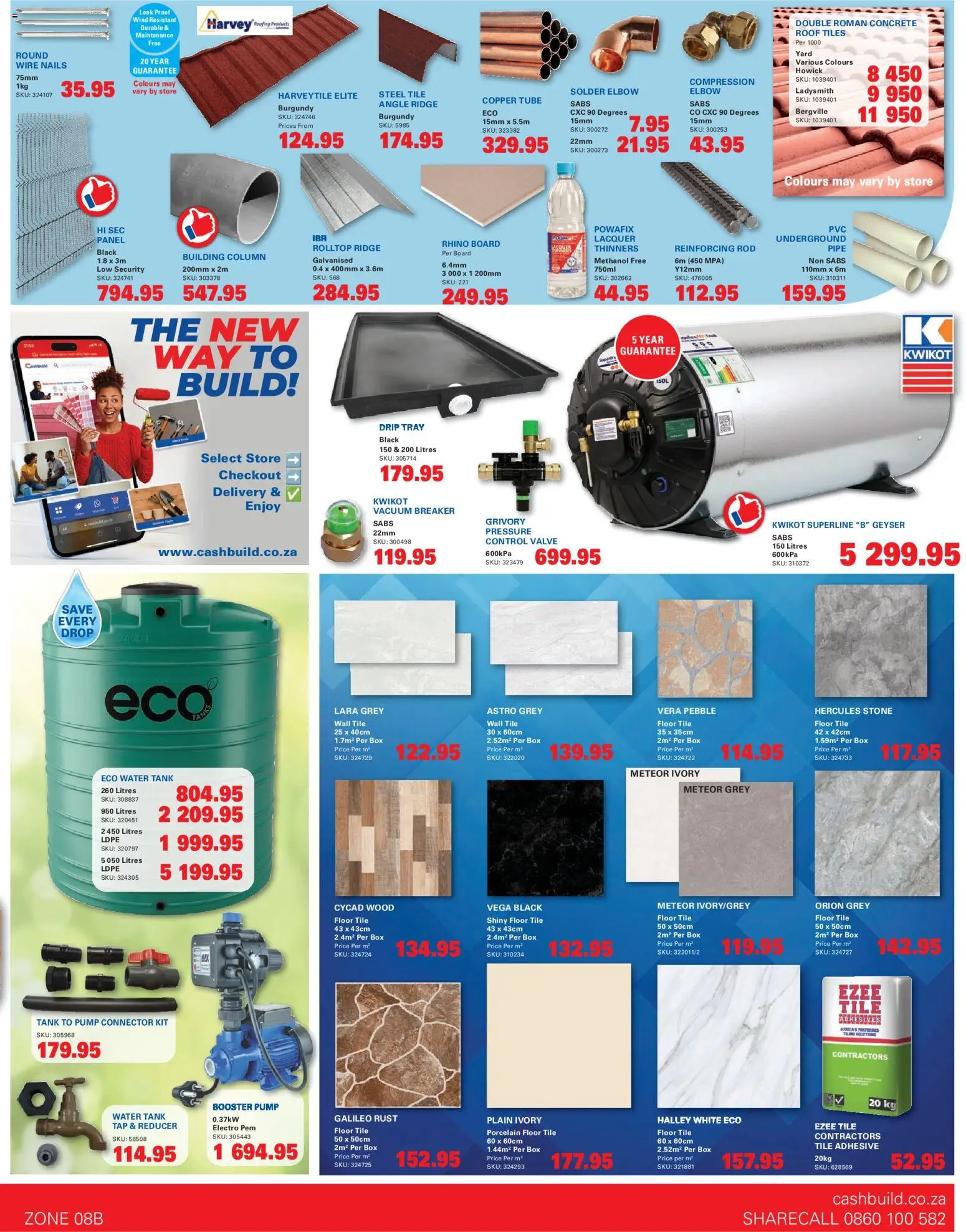 New Cashbuild catalogue – valid from 20.04.2026 | Page: 3 | Products: Tank, Drip tray, Tap, Pipe