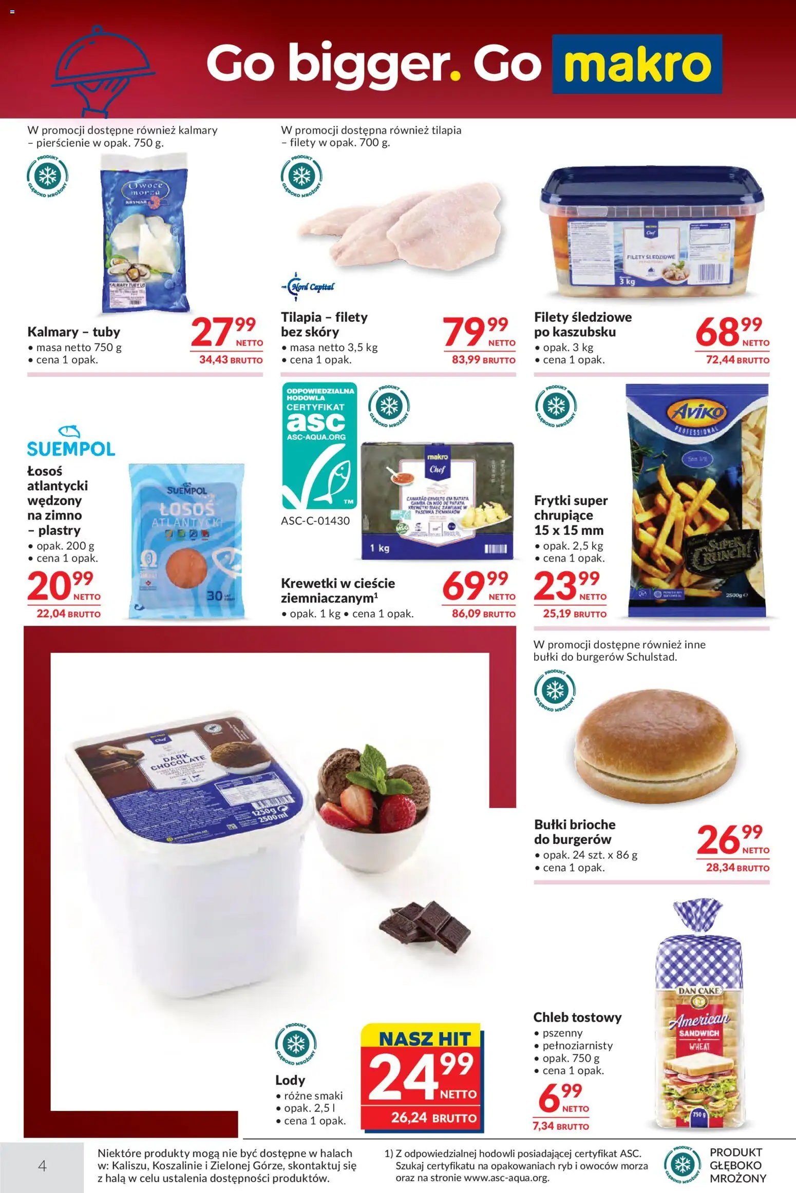 Makro gazetka - Oferta dla gastronomii od 26.05.2026 | Strona: 4 | Produkty: Krewetki, Tilapia, Frytki, Lody