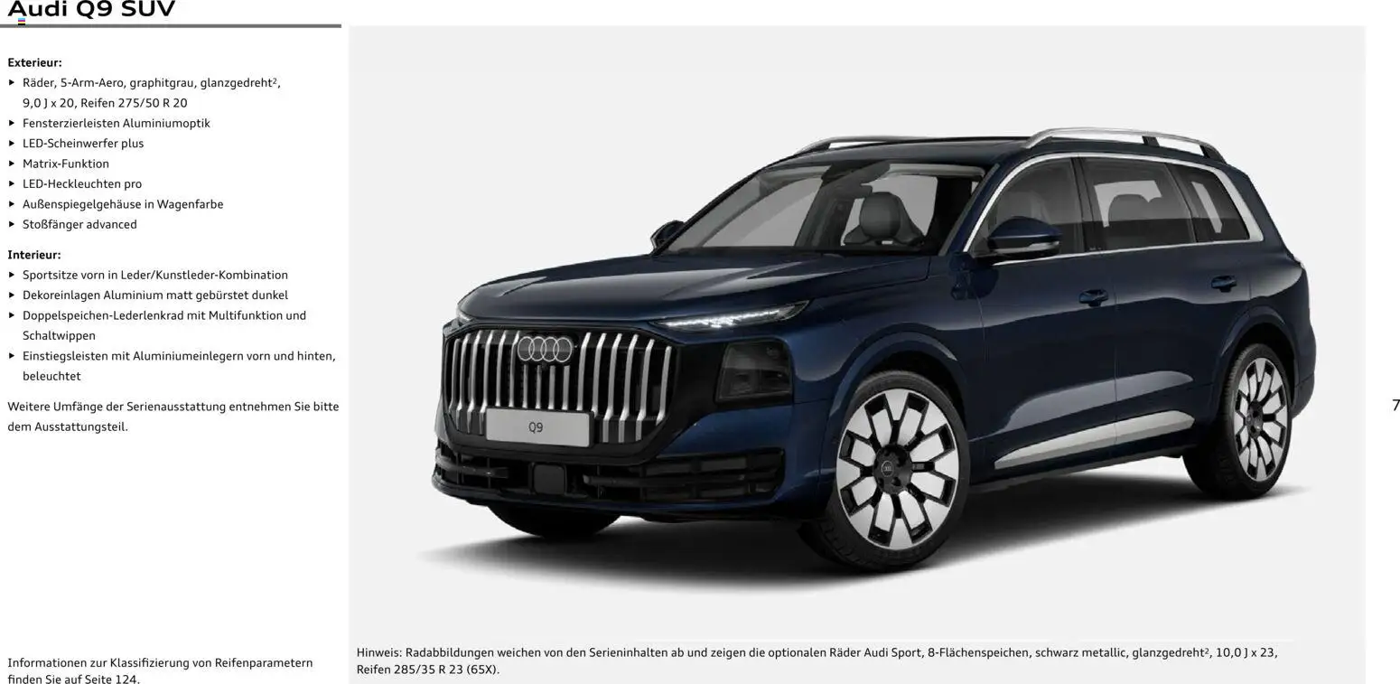 Audi Q9 – gültig ab 30.07.2026 | Seite: 7