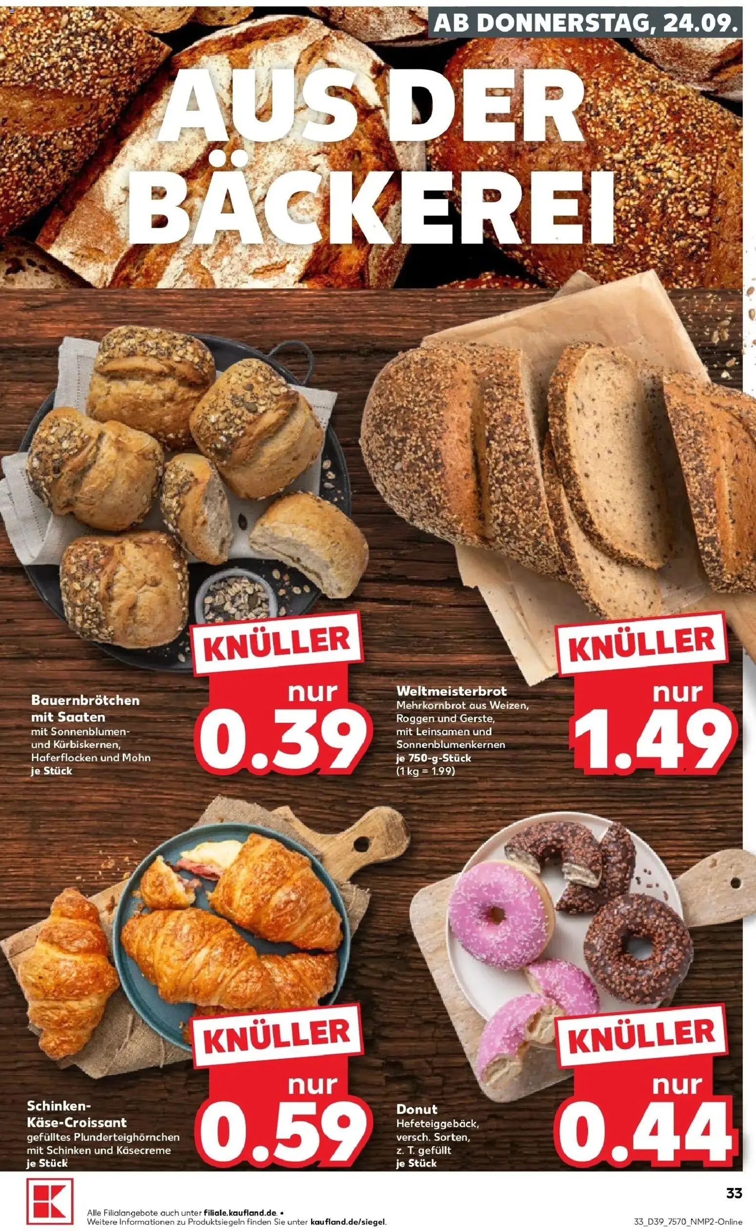 Prospekt Kaufland ab 21.09.2026 » Angebote Online zum Blättern | Seite: 45 | Produkte: Bäckerei, Schinken