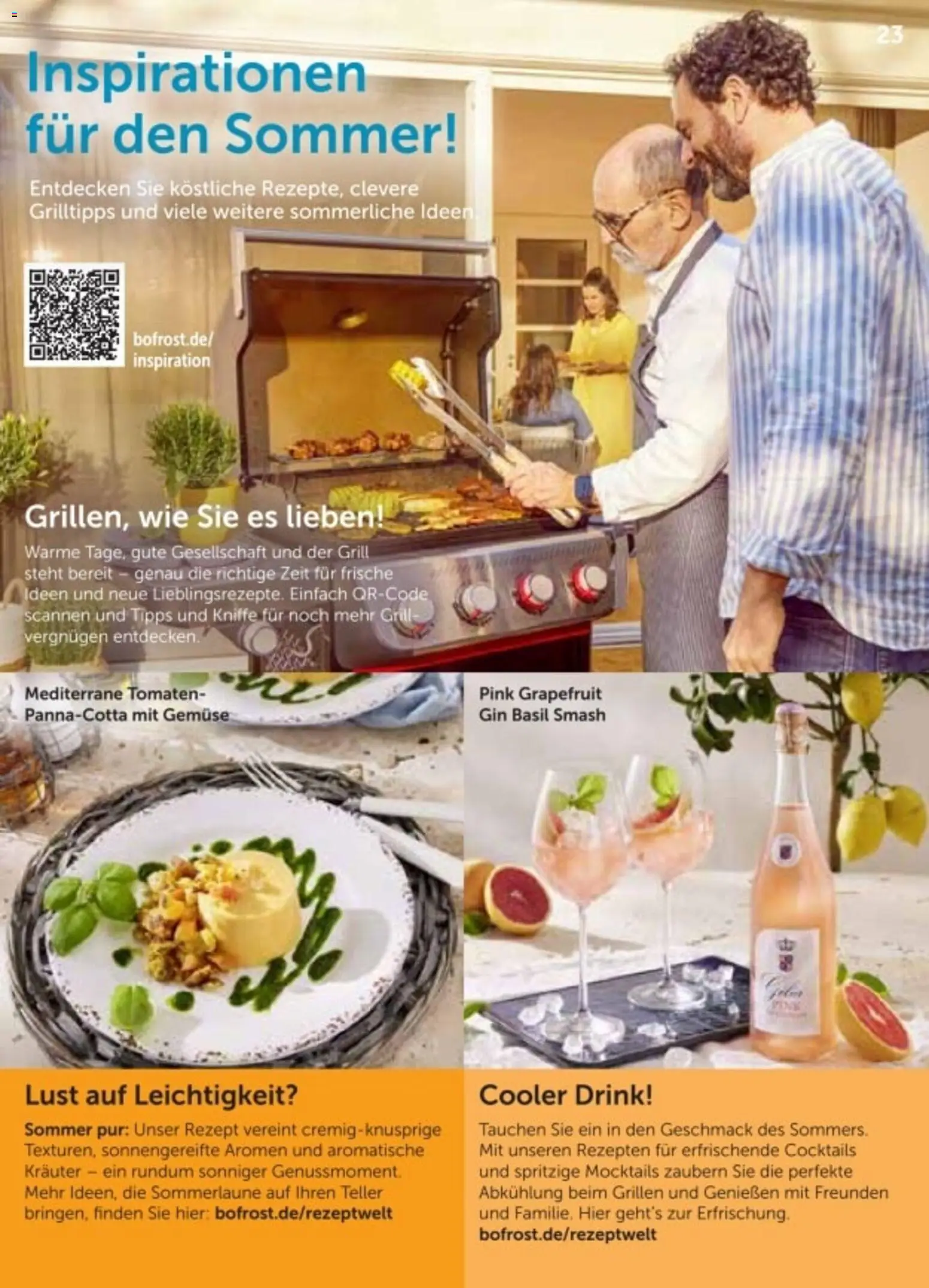 Bofrost Katalog Sommerprogramm – gültig ab 20.04.2026 | Seite: 23 | Produkte: Tomaten, Grapefruit, Gemüse, Gin