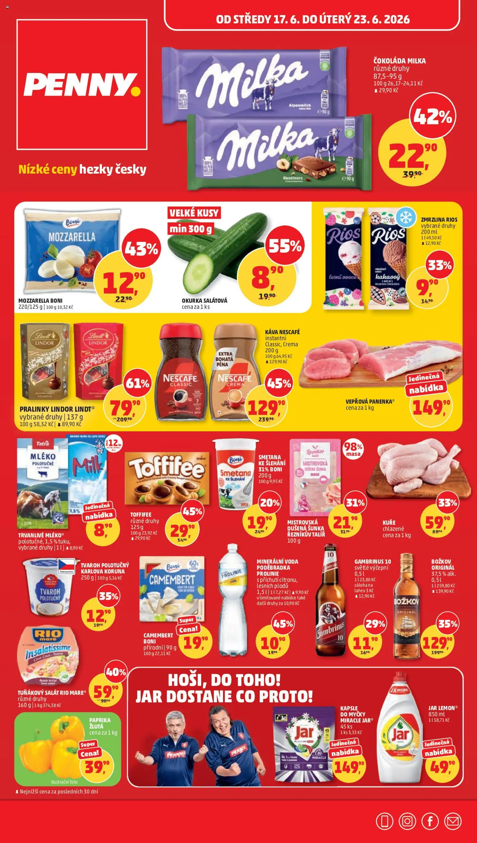 Penny Market leták od 17.06.2026 | Strana: 1 | Produkty: Šunka, Talíř, Božkov, Camembert