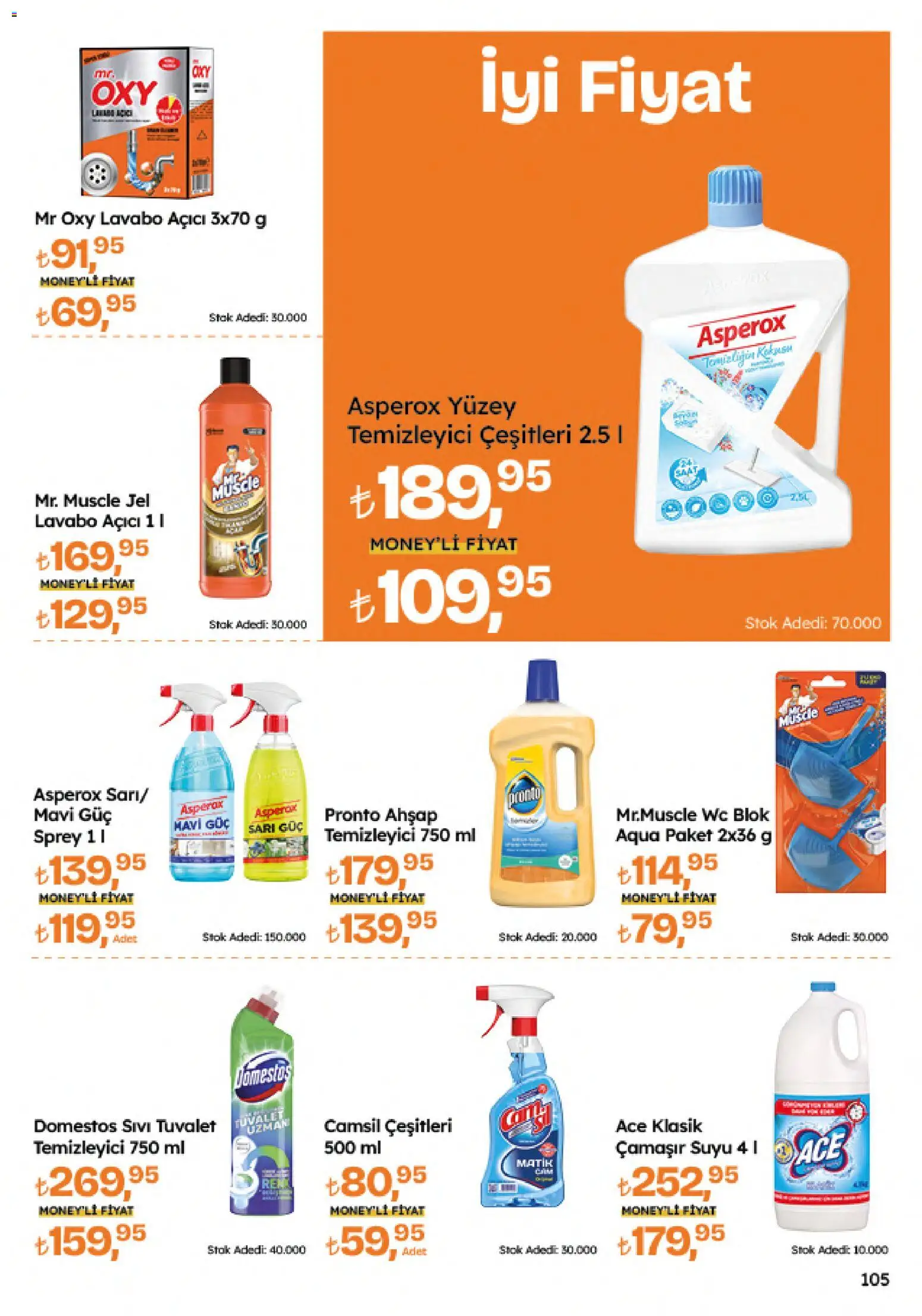 Migros Katalog - Migroskop - 04.06.2026 tarihinden itibaren geçerlidir | Sayfa: 105 | Ürünler: Lavabo, Tuvalet, Yüzey temizleyici, Lavabo açıcı
