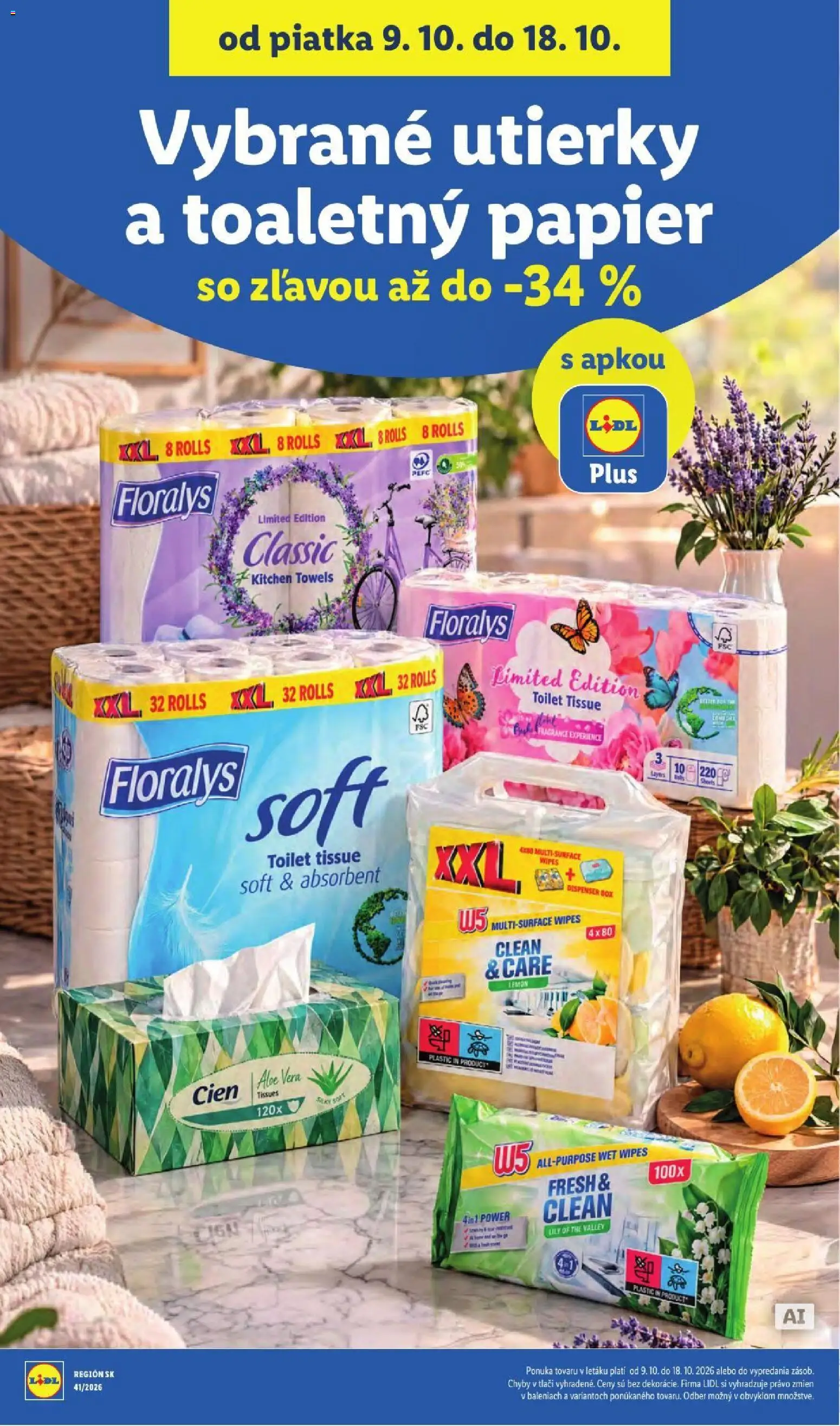 Nové Lidl akcie – leták je platný od 12.10.2026 | Strana: 67 | Produkty: Aloe Vera, Toaletný papier, Utierky