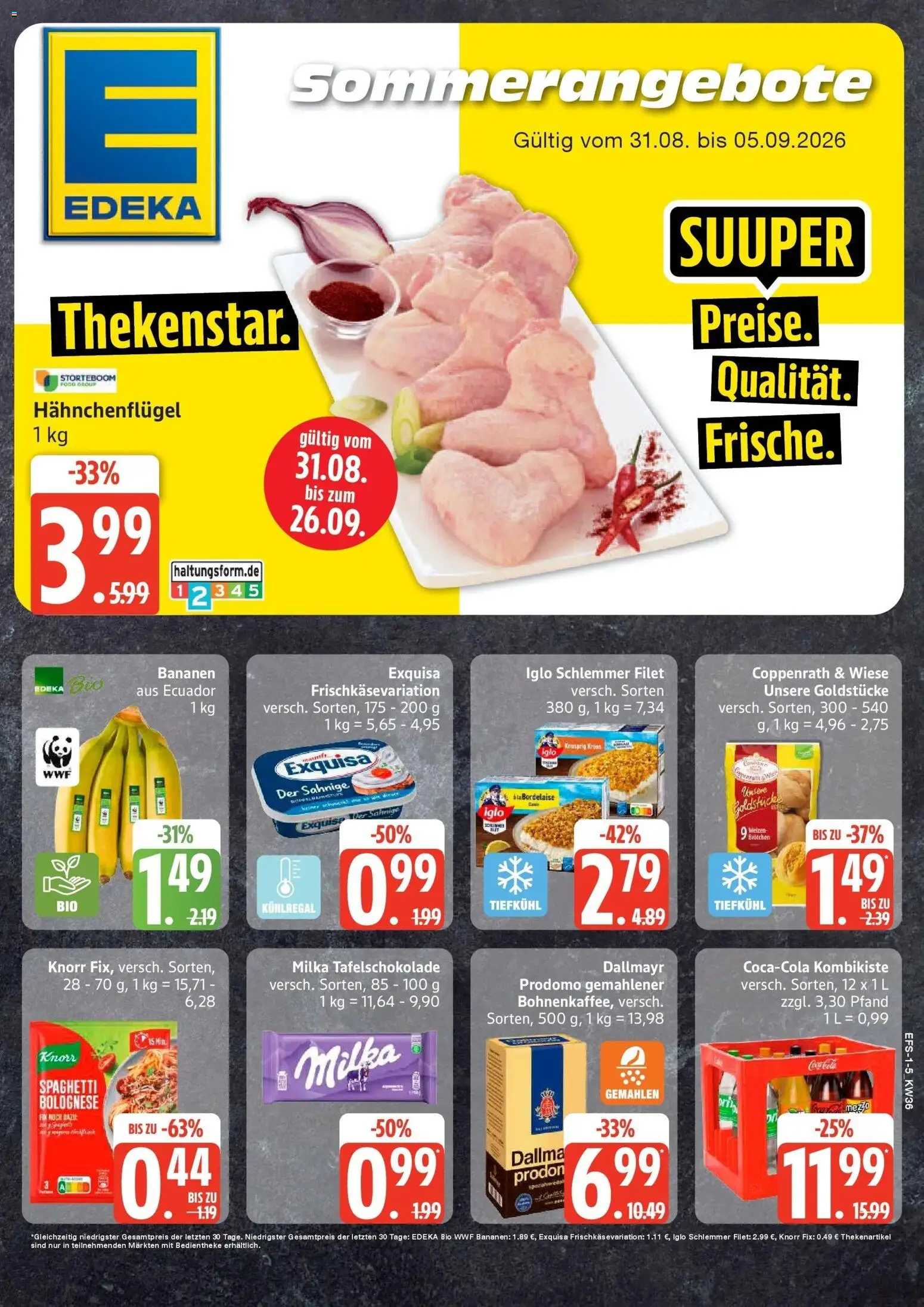 Edeka Prospekt Ostseebad Prerow (ab 31.08.2026) » Angebote Online | Seite: 1 | Produkte: Iglo, Bananen, Knorr, Dallmayr