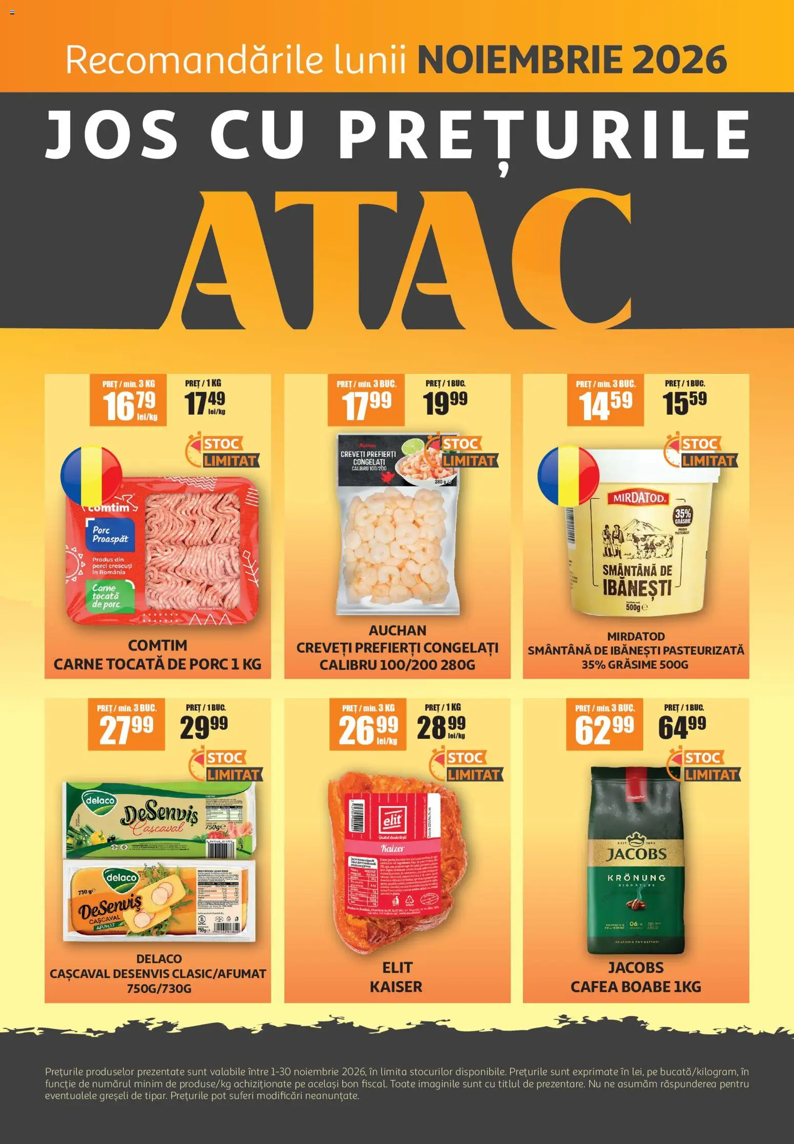 Noul catalog ATAC – valabil de la 01.11.2026 | Pagină: 1 | Produse: Cașcaval, Jacobs, Cafea, Smântână