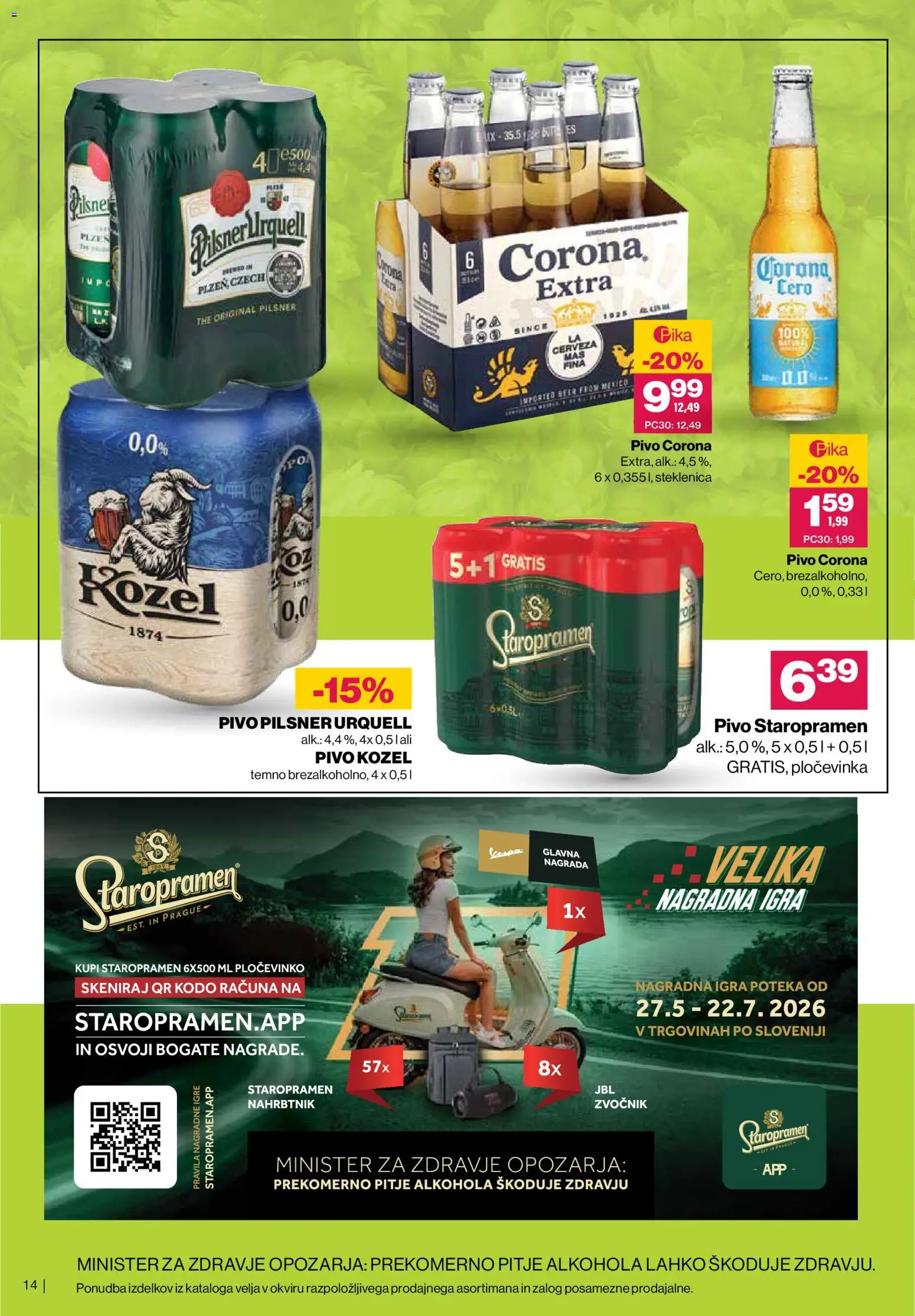 Novi Mercator katalog ponudbe – veljaven od 27.05.2026 | Stran: 14 | Izdelki: Steklenica, Zvocnik, Pivo, Nahrbtnik