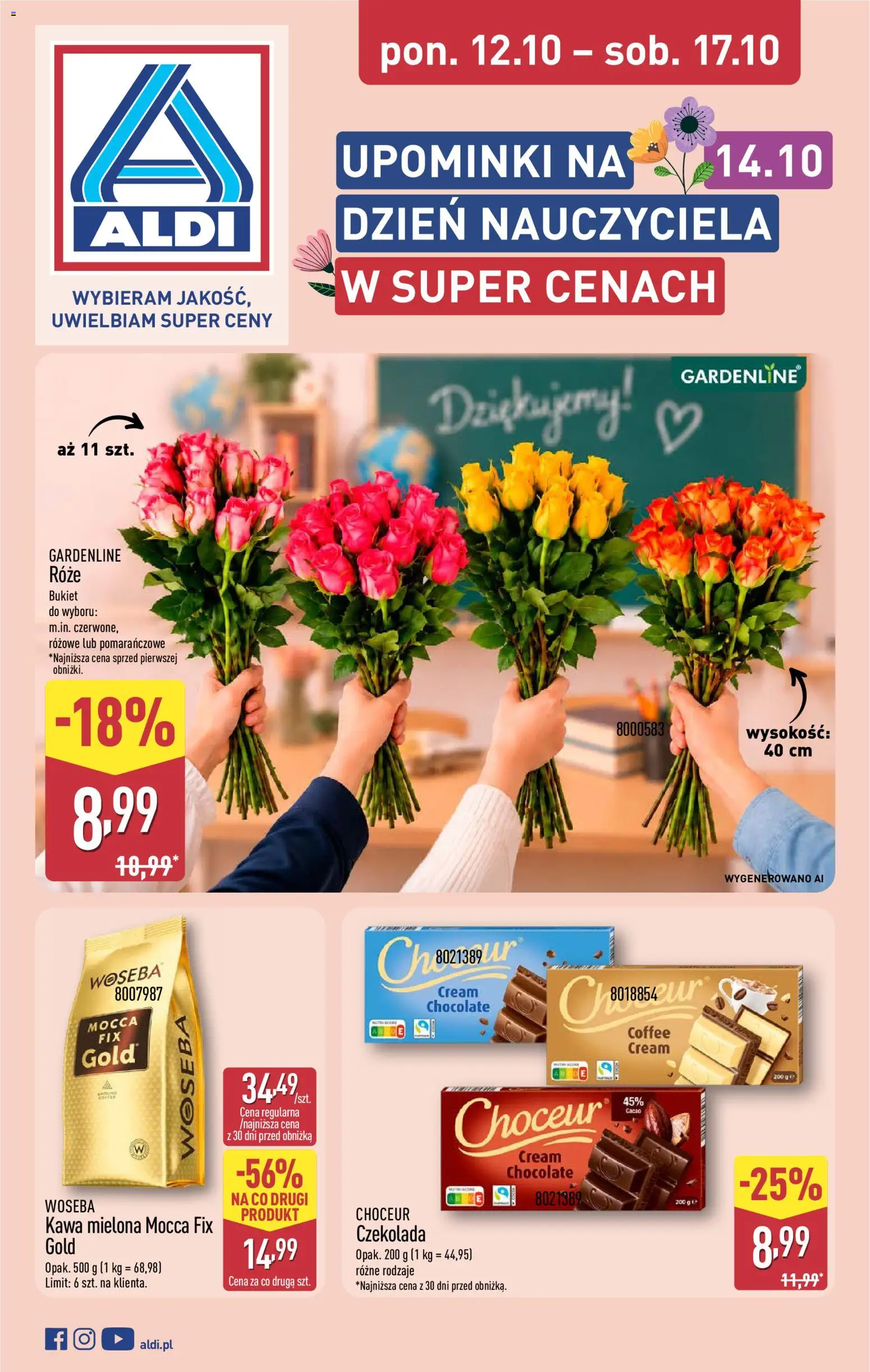 Aldi gazetka - Dzień nauczyciela od 12.10.2026 | Strona: 1 | Produkty: Kawa, Czekolada, Kawa mielona