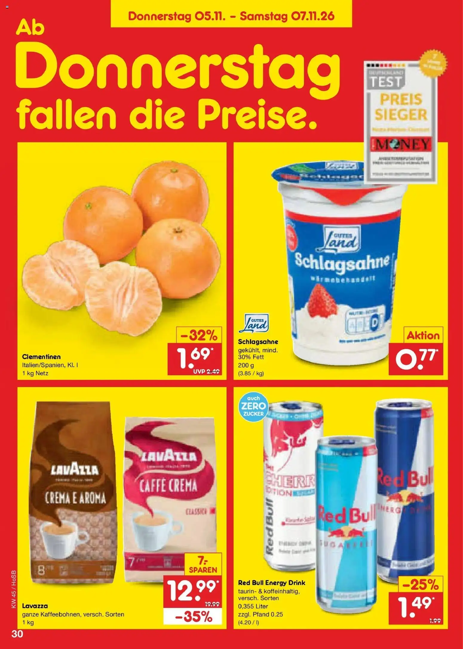 Netto Marken-Discount Prospekt Hannover (ab 02.11.2026) » Angebote | Seite: 46 | Produkte: Lavazza, Red bull, Schlagsahne, Zucker