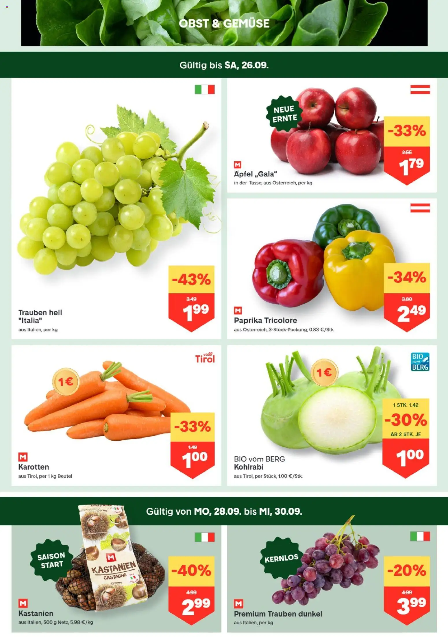 MPREIS Absam gültig ab 24.09.2026 | Seite: 2 | Produkte: Gemüse, Obst, Äpfel