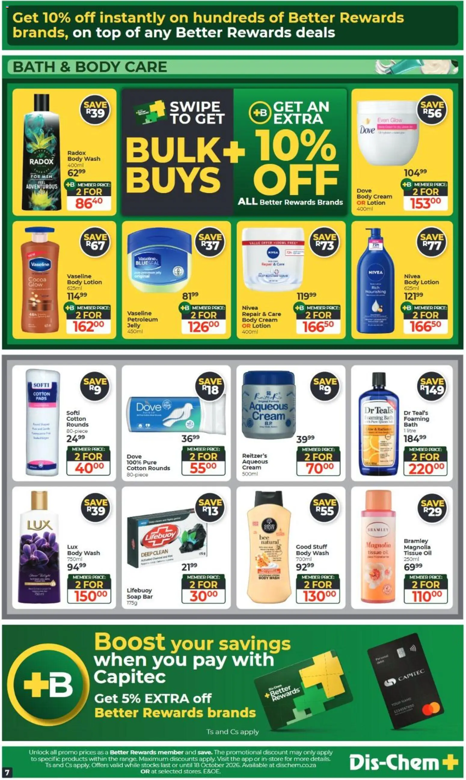 New Dis-Chem catalogue – valid from 15/09/2026 | Page: 7 | Products: Cocoa, Bath, Soap, Lotion