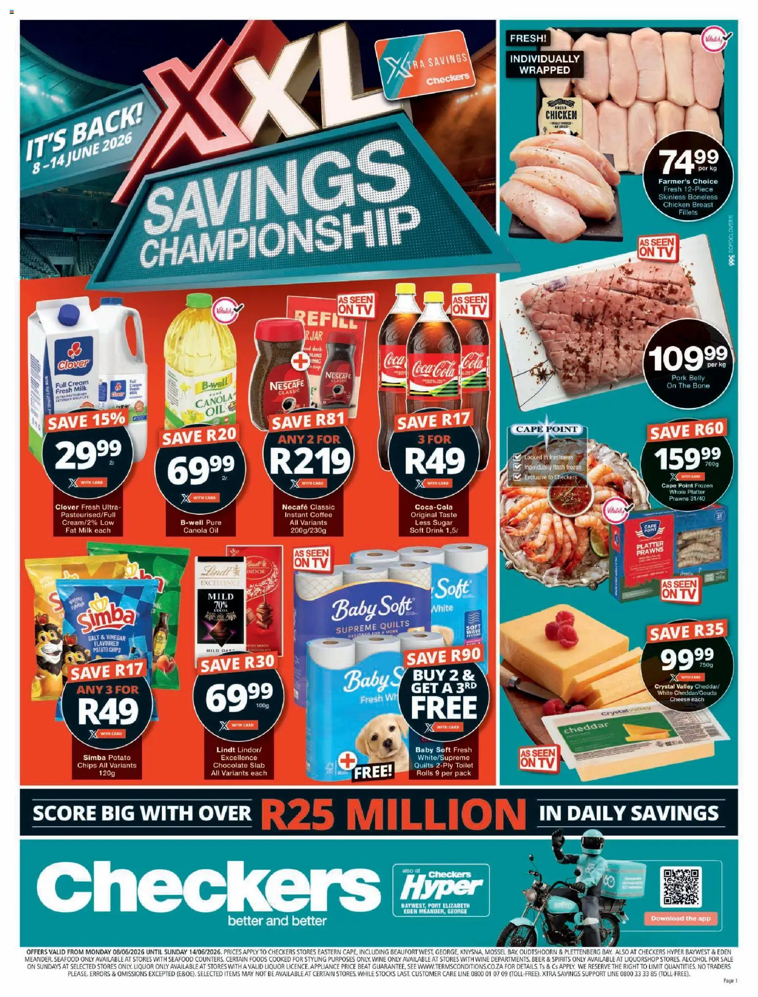 New Checkers catalogue – valid from 08.06.2026 | Page: 1 | Products: Platter, TV, Shelf, Beer