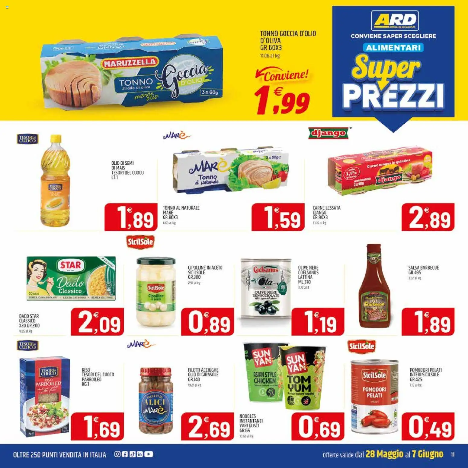 Volantino ARD Discount del 28.05.2026 | Pagina: 11 | Prodotti: Salsa, Tonno al naturale, Alici, Cipolline