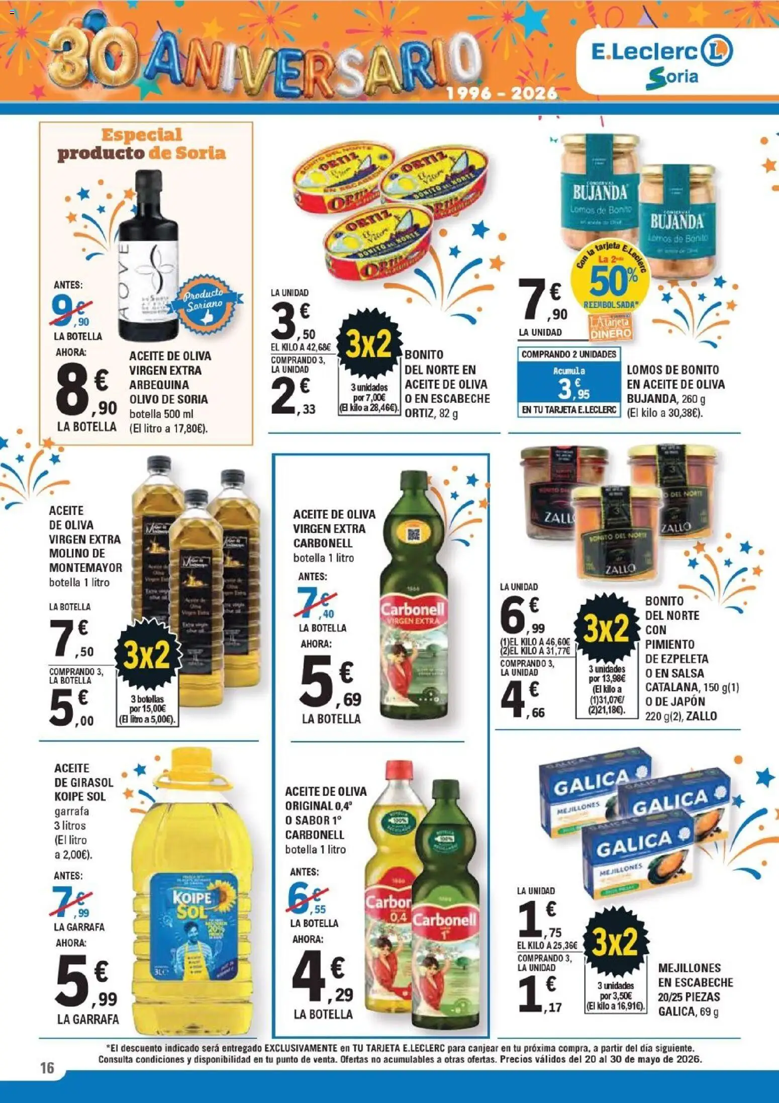 E.Leclerc Soria │ válido desde el 20.05.2026 | Página: 16 | Productos: Aceite, Aceite de oliva, Aceite de oliva virgen extra, Aceite de girasol