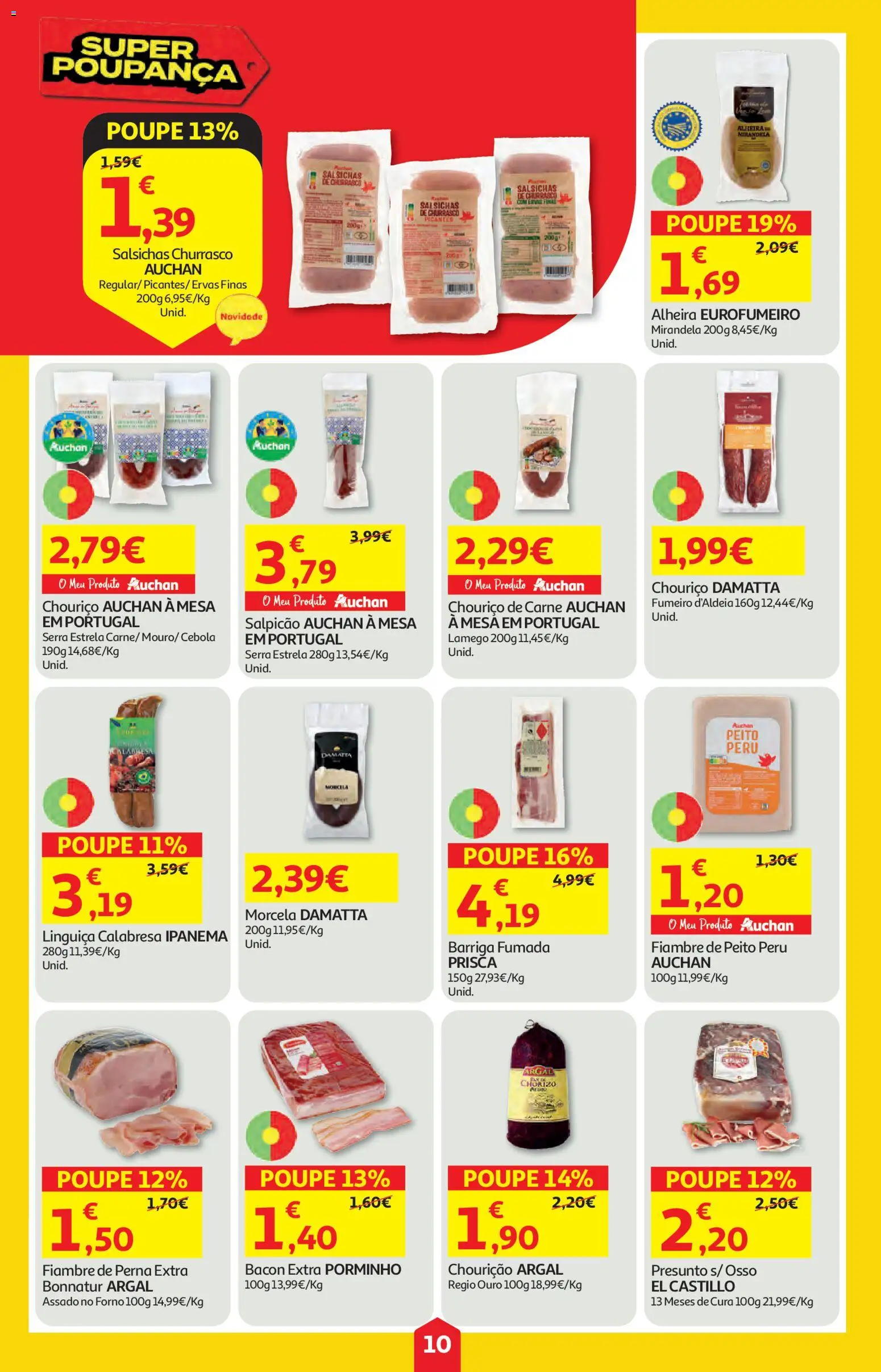 Auchan folheto │ válido de 18.06.2026 | Página: 10 | Produtos: Salpicão, Chouriço, Carne, Alheira
