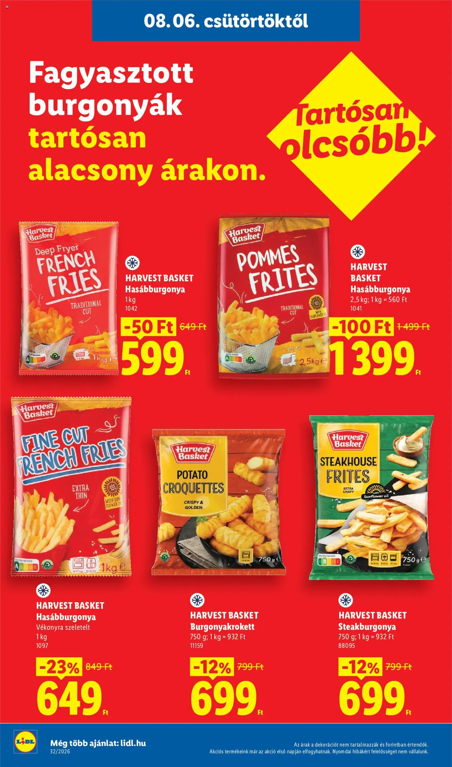 Lidl akciós ujság - amely érvényes a következő dátumtól: 2026.08.06. | Oldal: 6 | Termékek: Hasábburgonya