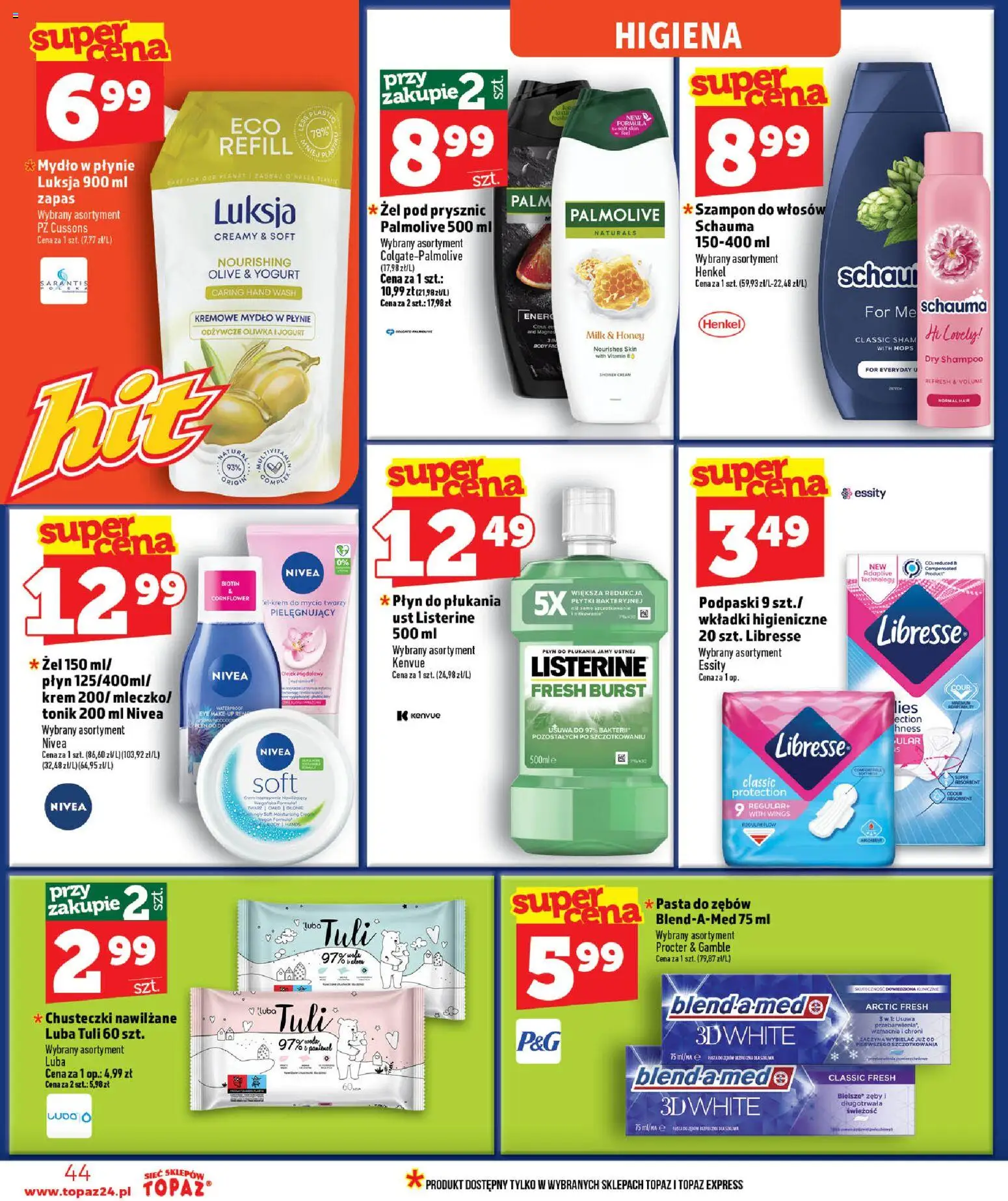 Topaz gazetka od 02.07.2026 | Strona: 44 | Produkty: Jogurt, Mydło, Żel pod prysznic, Tonik
