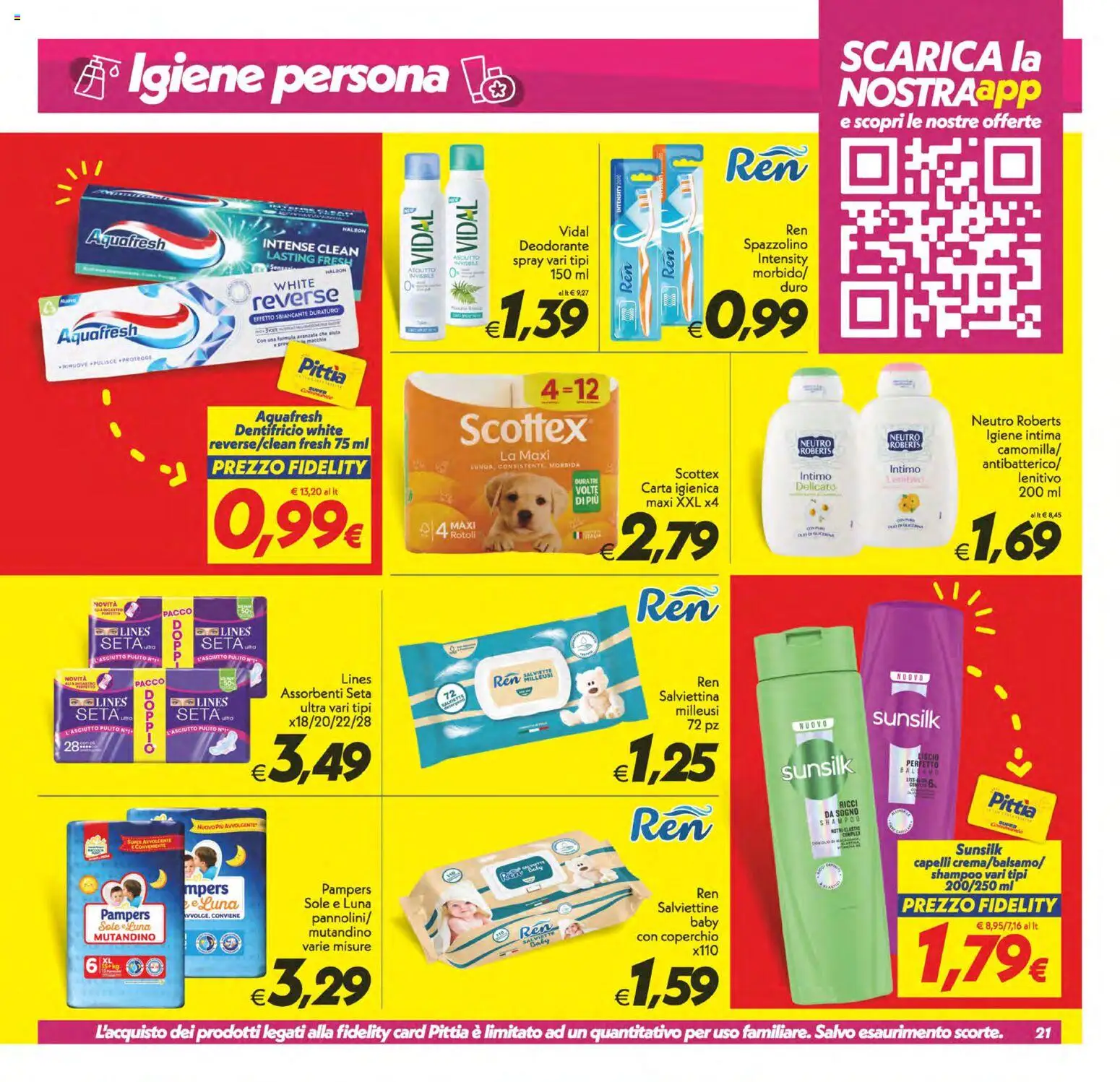 Volantino SuperConveniente del 11/08/2026 | Pagina: 21 | Prodotti: Spazzolino, Intimo, Pampers, Assorbenti