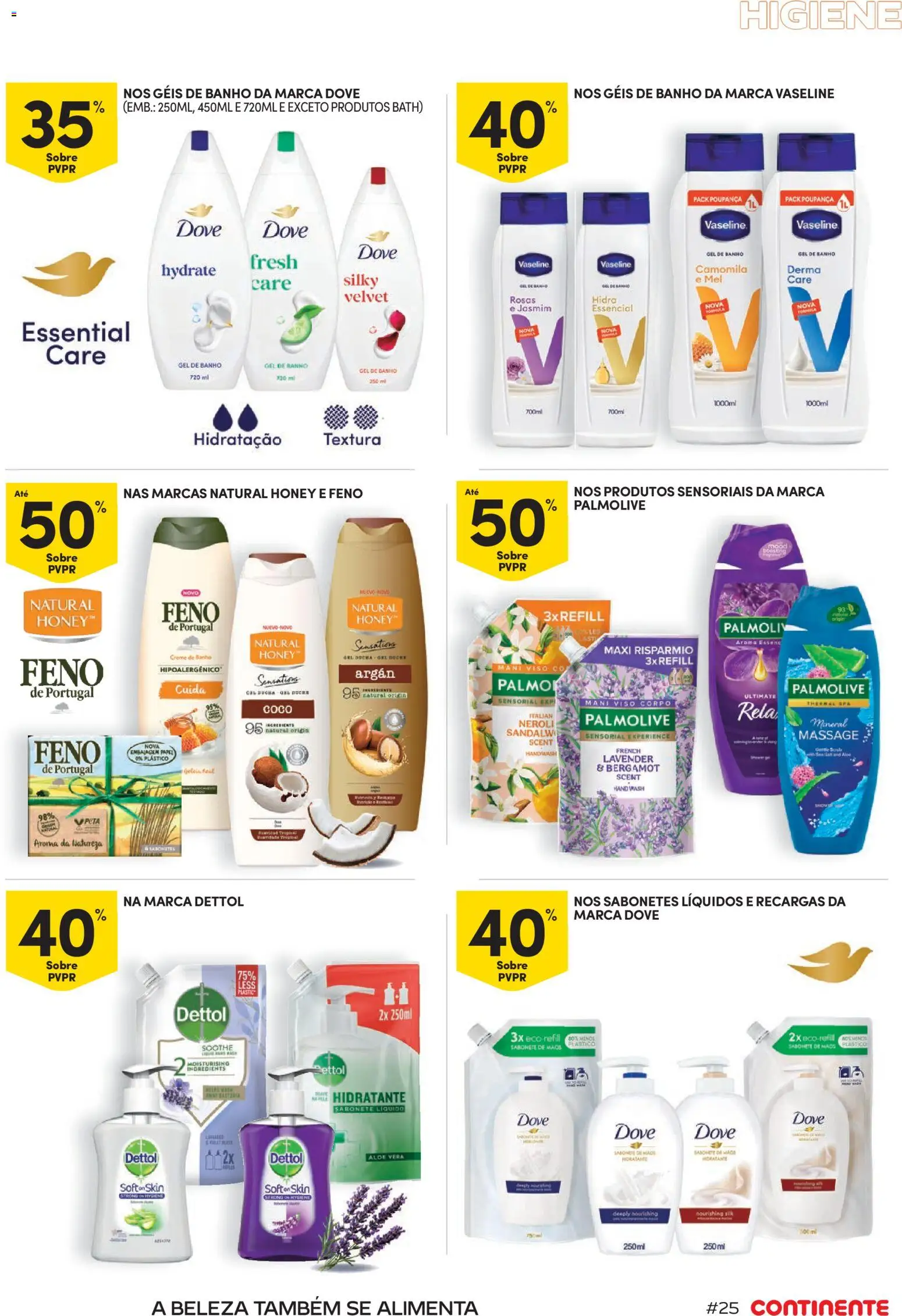 Continente Beleza Brilho com sabor a verão │ válido de 07/07/2026 | Página: 25 | Produtos: Gel de banho, Sabonete, Banho, Creme