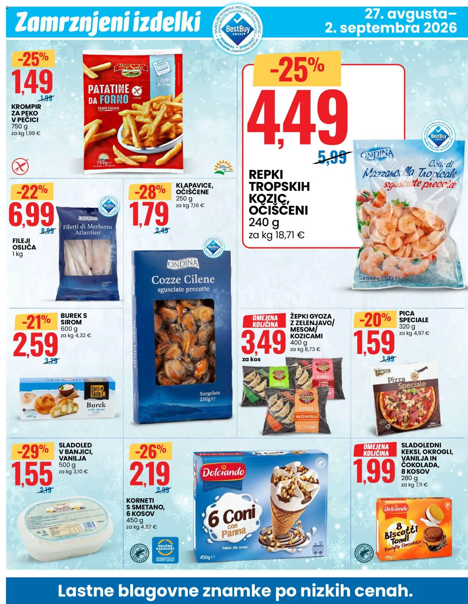 Novi Eurospin katalog ponudbe – veljaven od 27.08.2026 | Stran: 6 | Izdelki: Kos, Cokolada, Sladoled, Krompir