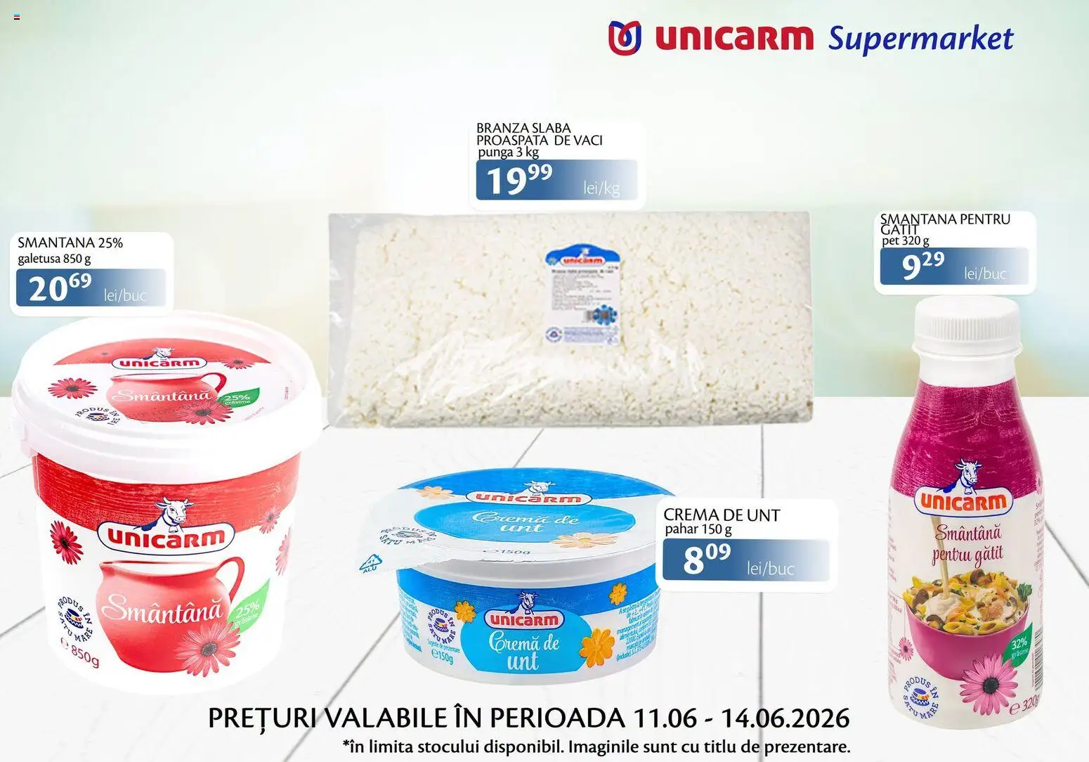 Noul catalog Unicarm – valabil de la 11.06.2026 | Pagină: 3 | Produse: Unt, Brânză, Cremă, Smântână