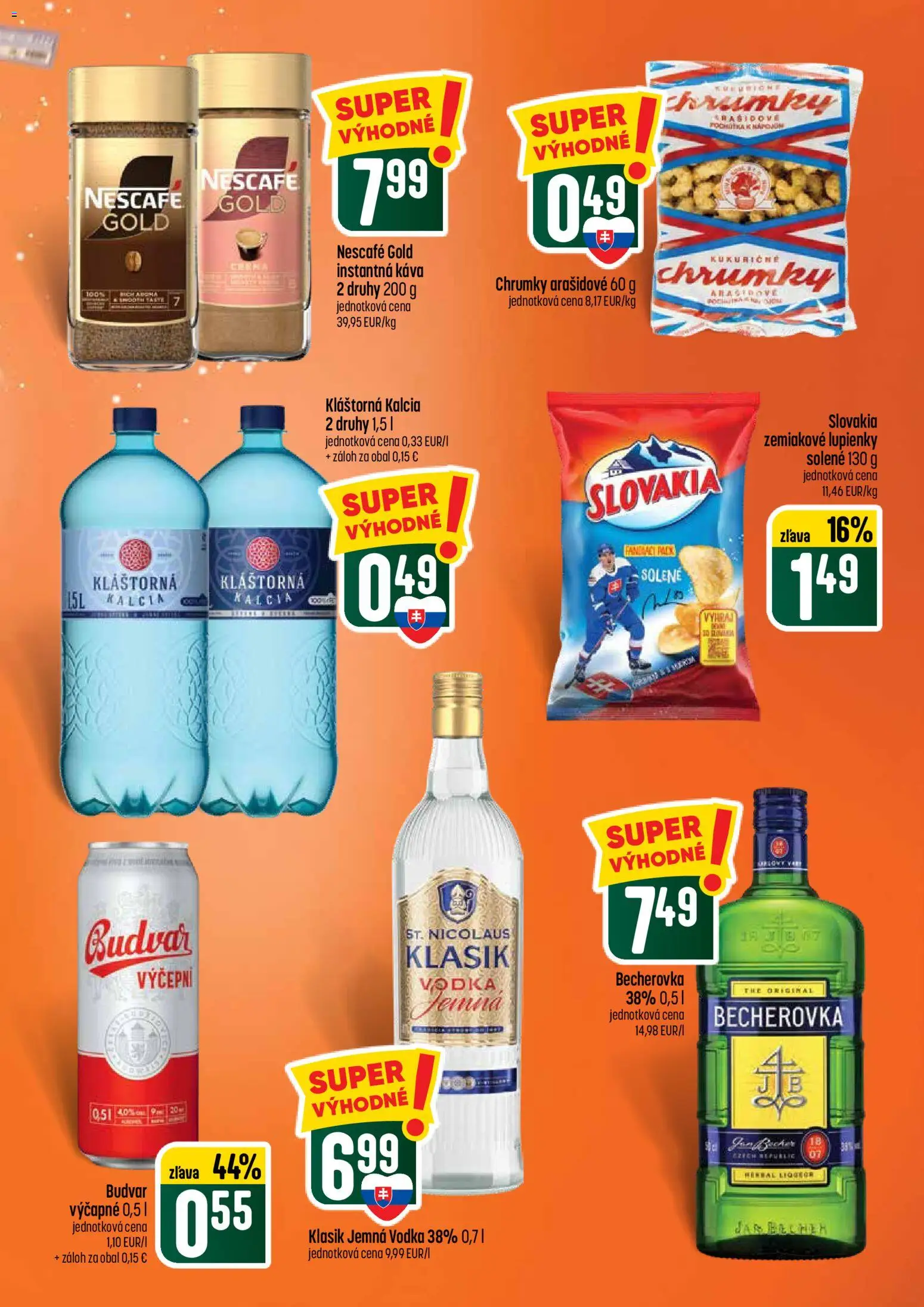 Nové COOP Jednota akcie – leták je platný od 21.05.2026 | Strana: 7 | Produkty: Becherovka, Káva, Vodka, Nescafé Gold