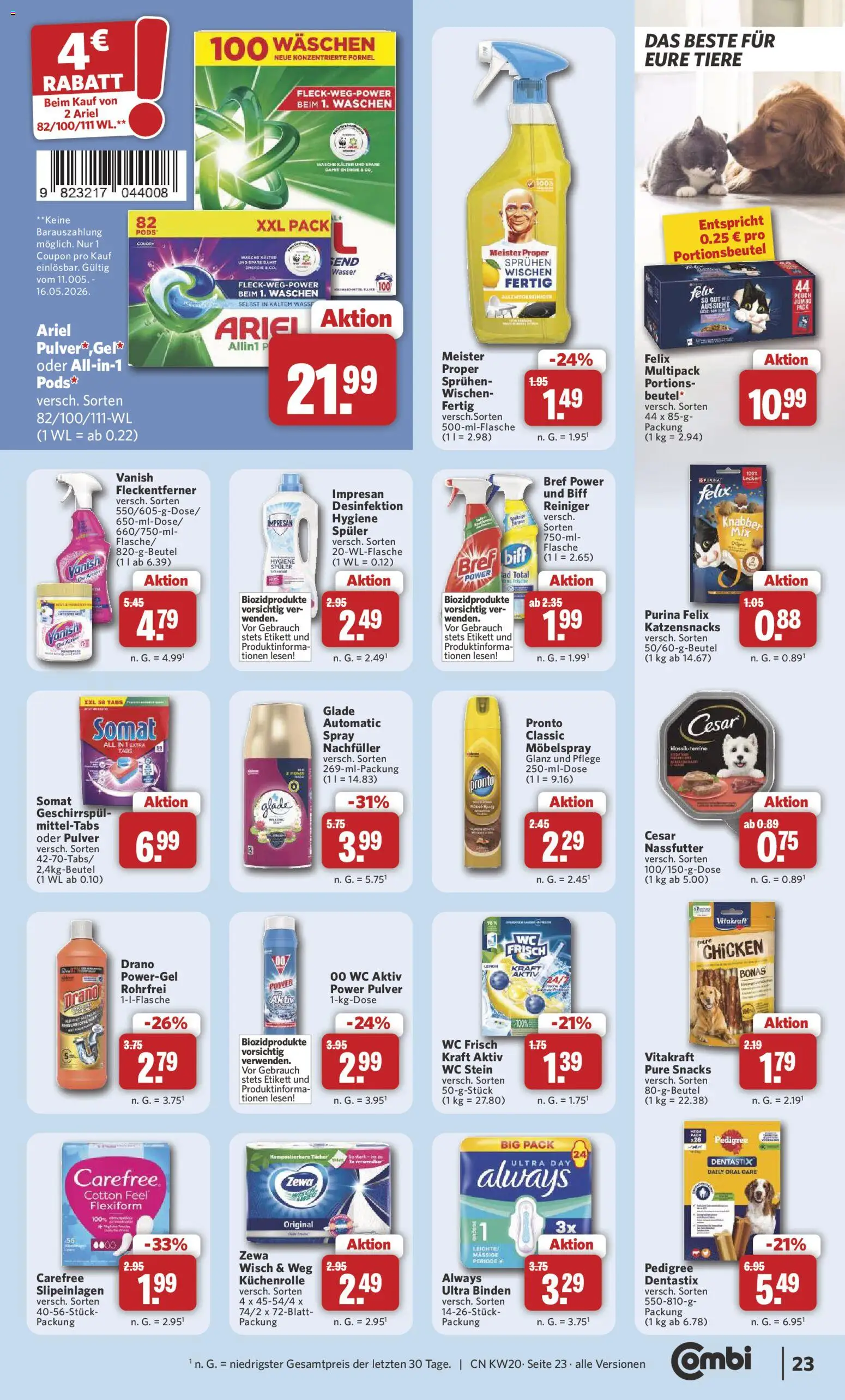 Combi Prospekt 	 – gültig ab 11.05.2026 | Seite: 24 | Produkte: Wc frisch, WC Stein, Pedigree, Küchenrolle