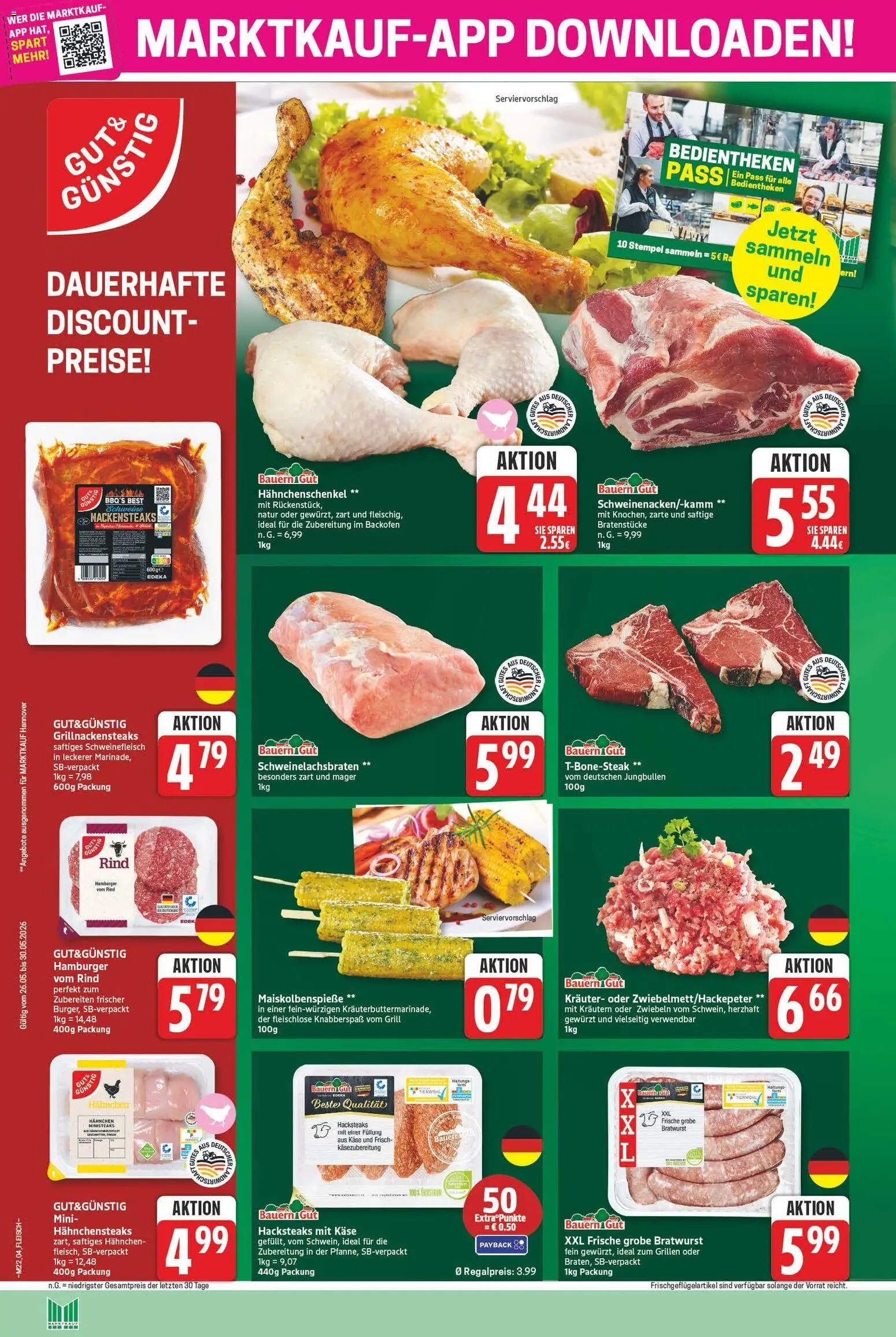Marktkauf Prospekt – gültig ab 26.05.2026 | Seite: 4 | Produkte: Nackensteaks, Hahnchen, Käse, Bratwurst