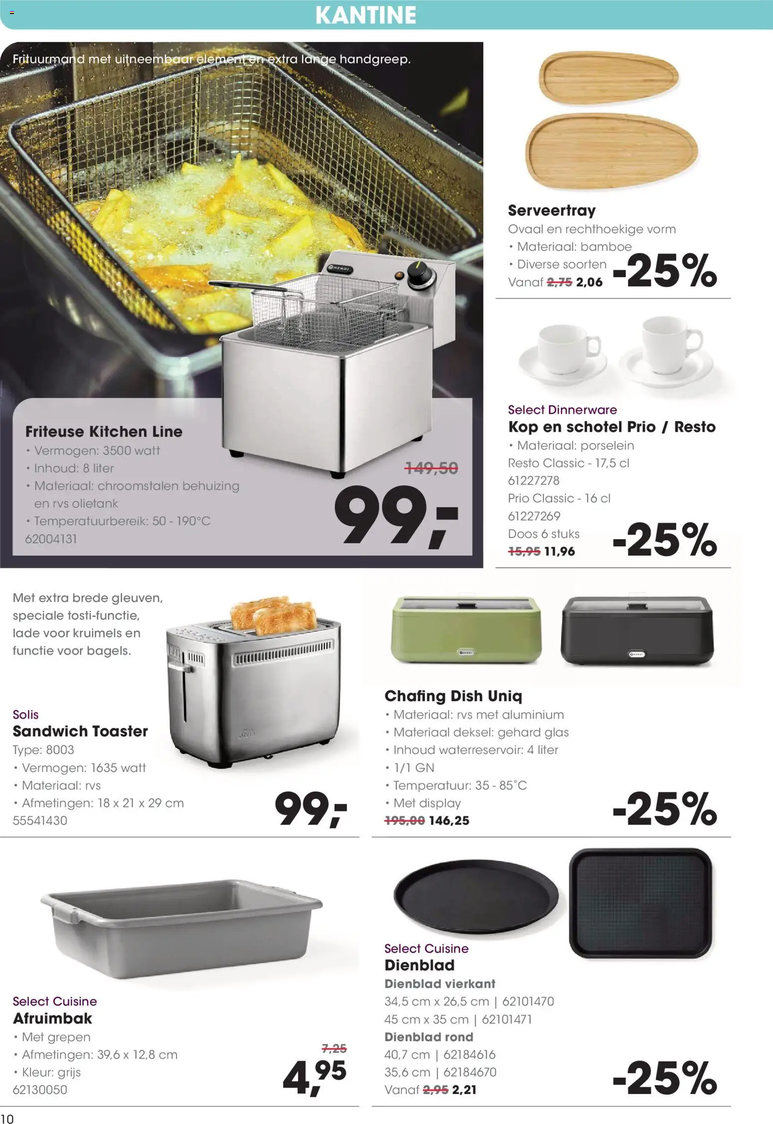 {H1} | Pagina: 10 | Producten: Dienblad, Behuizing, Friteuse, Glas