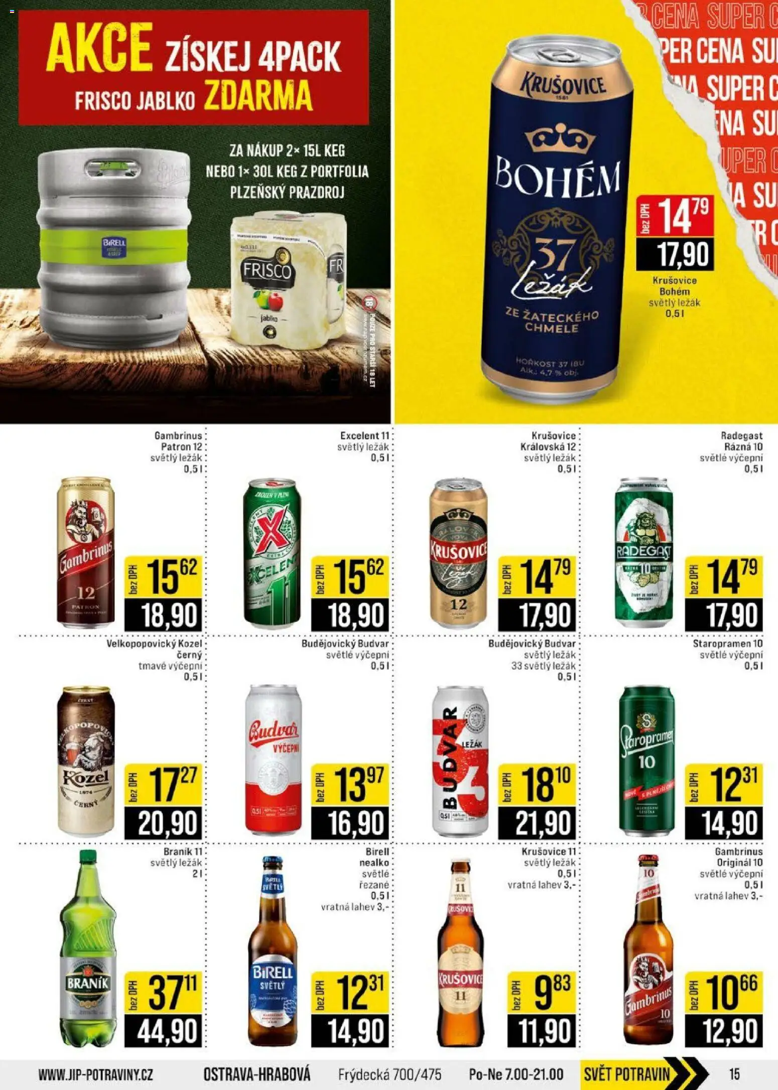 Jip leták - Cash & Carry od 22.07.2026 | Strana: 15 | Produkty: Staropramen 10, Birell, Velkopopovický Kozel, Radegast