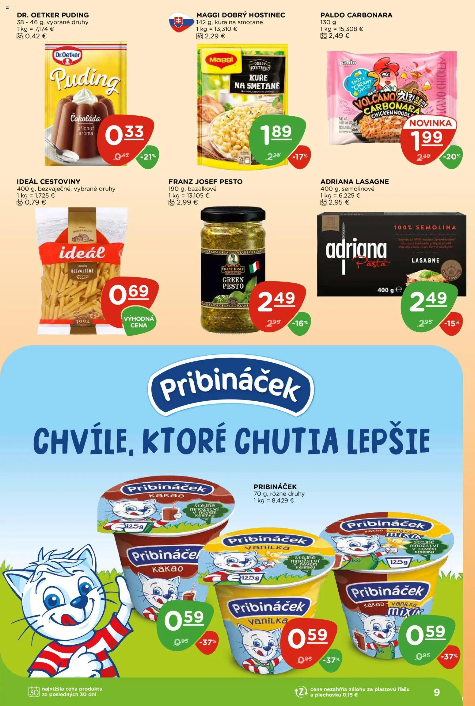 Nové Terno akcie – leták je platný od 17.09.2026 | Strana: 9 | Produkty: Cestoviny, Čokoláda, Lasagne, Pesto