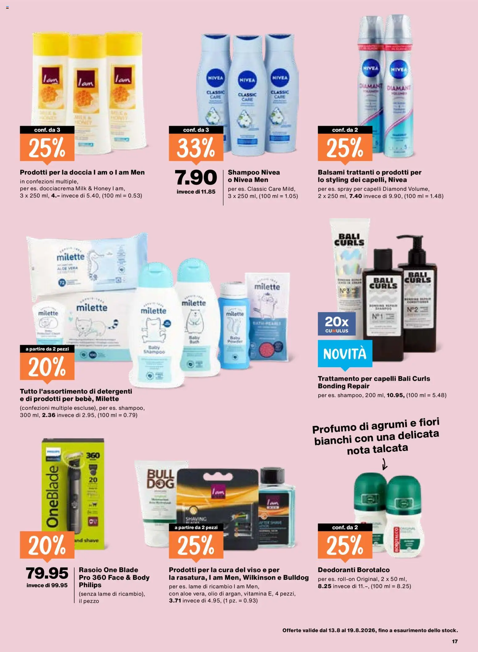 Migros aktionen IT – gültig ab 13.08.2026 | Seite: 17 | Produkte: Shampoo, Deodorant, Shower Gel, Philips