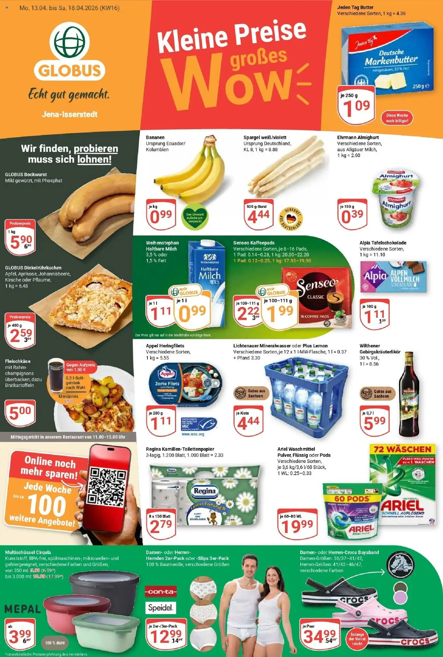 Globus Prospekt Isserstedt	 – gültig ab 12.04.2026 | Seite: 1 | Produkte: Milch, Wilthener, Waschmittel, Senseo kaffeepads