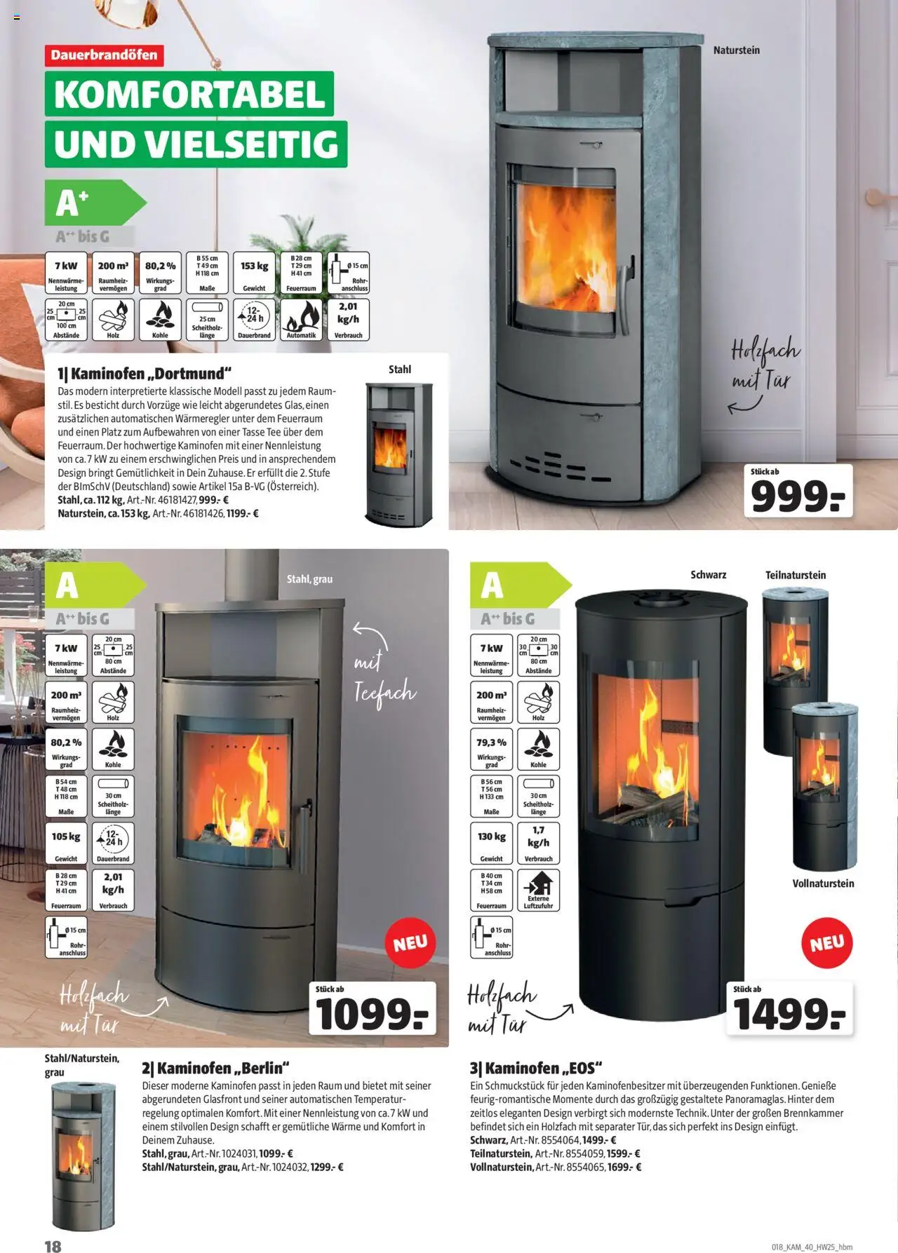 Hagebau Kaminöfen – gültig ab 07.07.2025 | Seite: 18 | Produkte: Gewicht, Tür, Kaminofen, Tee